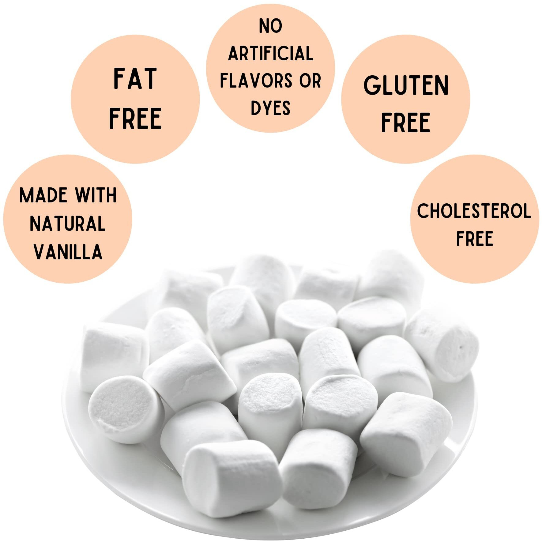 2 Pounds Of Large White Marshmallows With Bonus Roasting Sticks - Made With Natural Vanilla, No Artificial Flavors - Great For Campfires, S'Mores, Rice Crisp Bars, Cake Garnishes, Hot Chocolate