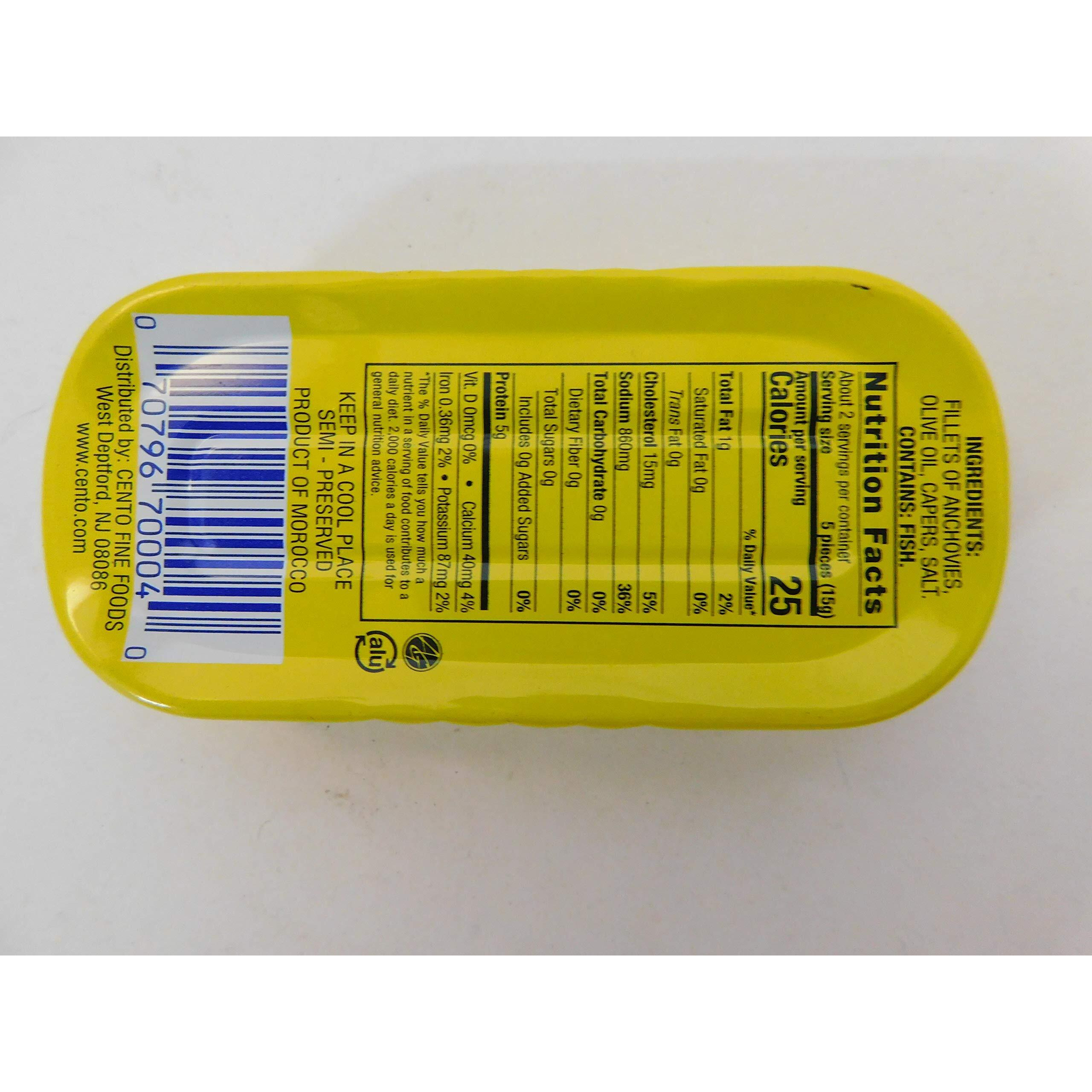 Cento - Rolled Fillets Of Anchovies With Capers In Olive Oil, (10)- 2 Oz. Tins
