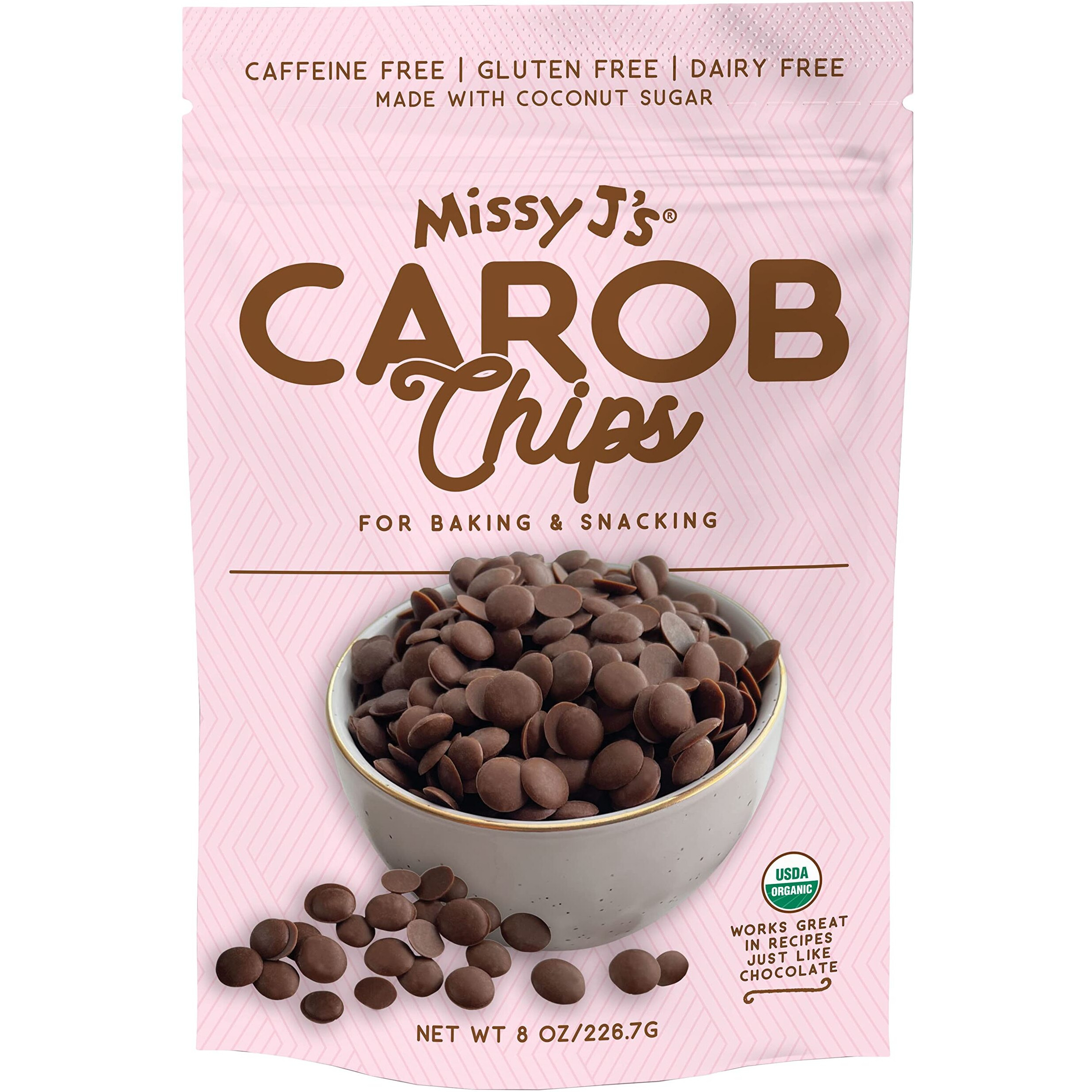 Missy J's Organic Carob Chips 3 Pack | Carob Made W/Coconut Sugar, Vegan And Gluten-Free | Healthy Caffeine Free Substitute For Chocolate, Perfect For Snacks And Treats