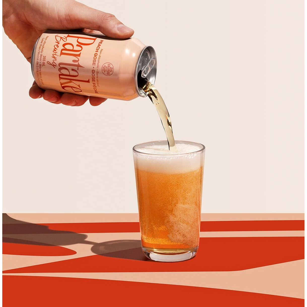 Partake Brewing Non Alcoholic Craft Brew, Peach Gose, 24 Pack - 12 Ounce Cans, Low Calorie, All Natural