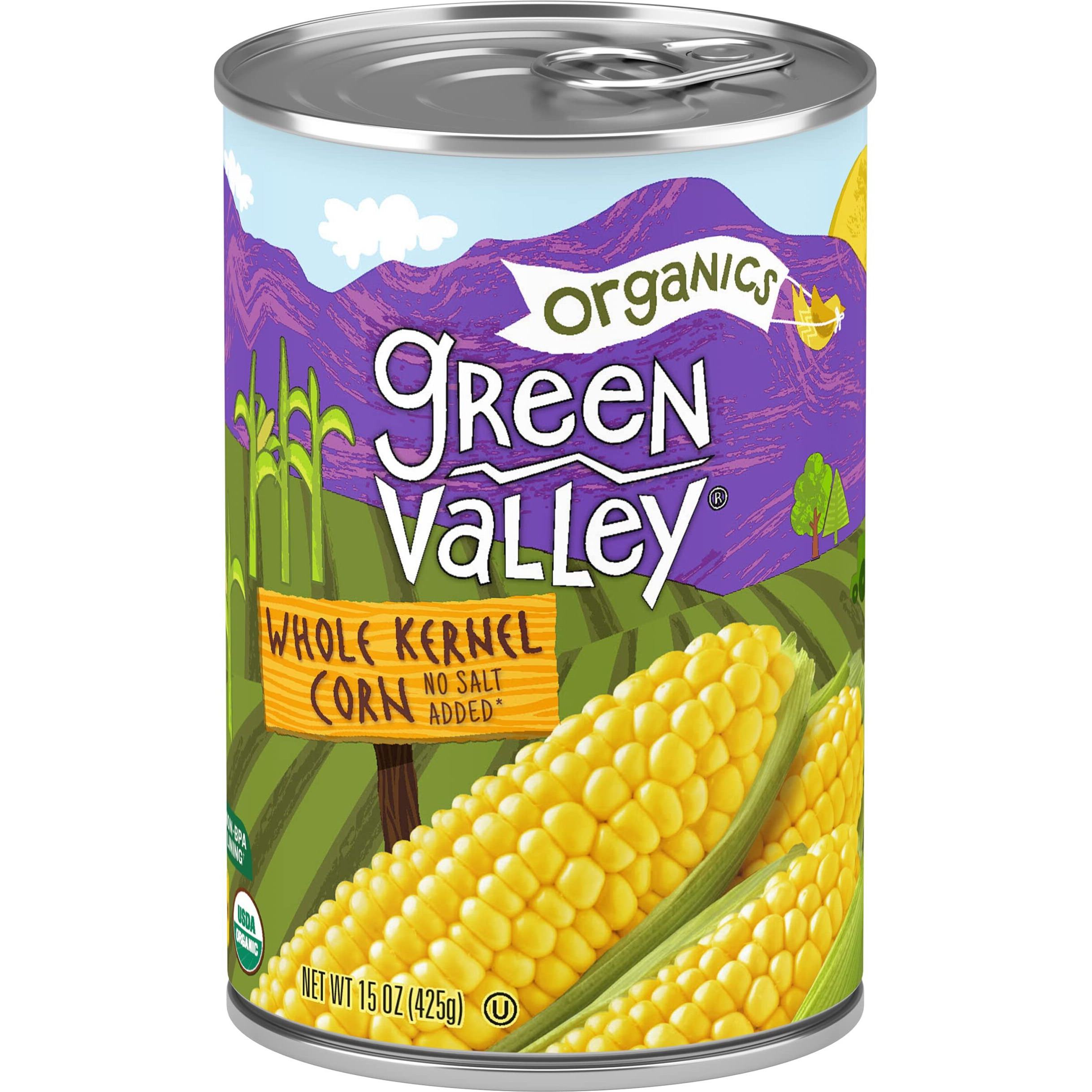 Green Valley Organics Whole Kernel Corn | Certified Organic | 100% Supersweet Variety Corn | 15 Oz Can (Pack Of 4)