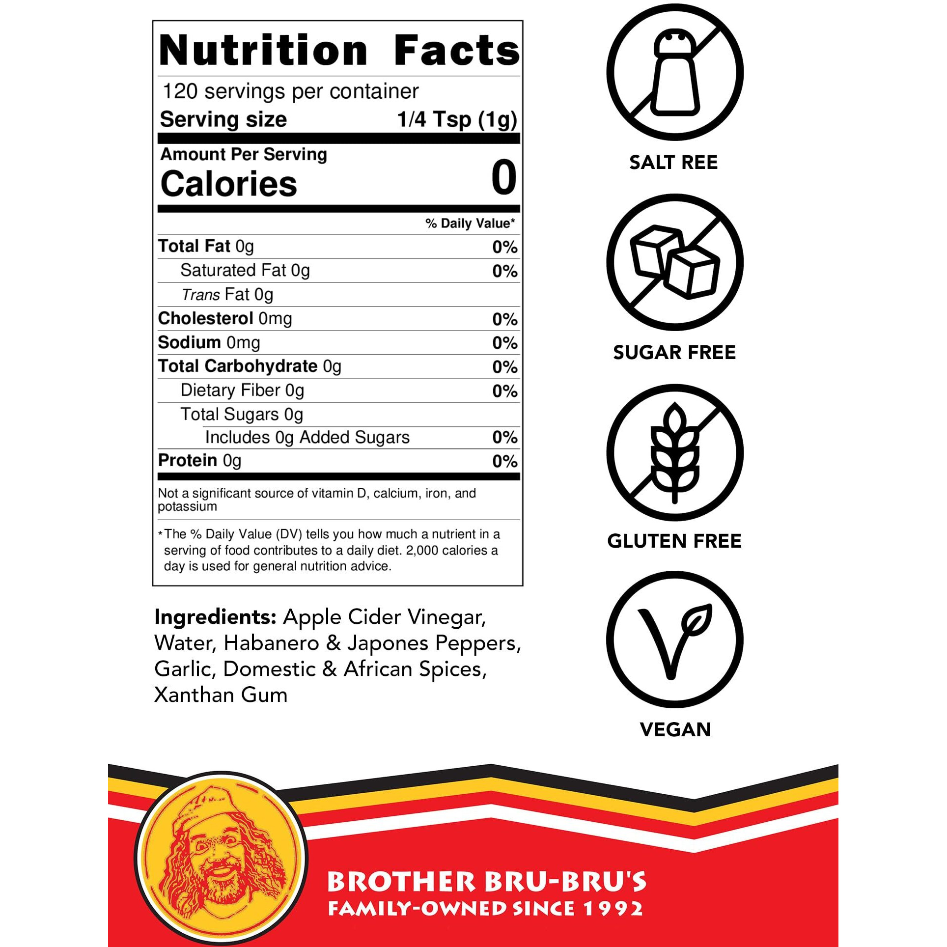 Brother Bru-Brus Hot Sauce African & Latin Combo - No Sodium, Salt Free, Sugar Free, Gluten Free, Vegan - African Hot Pepper Habanero Sauce, Latin Chili Seasoning & Spices - 5 Oz (Pack Of 2)
