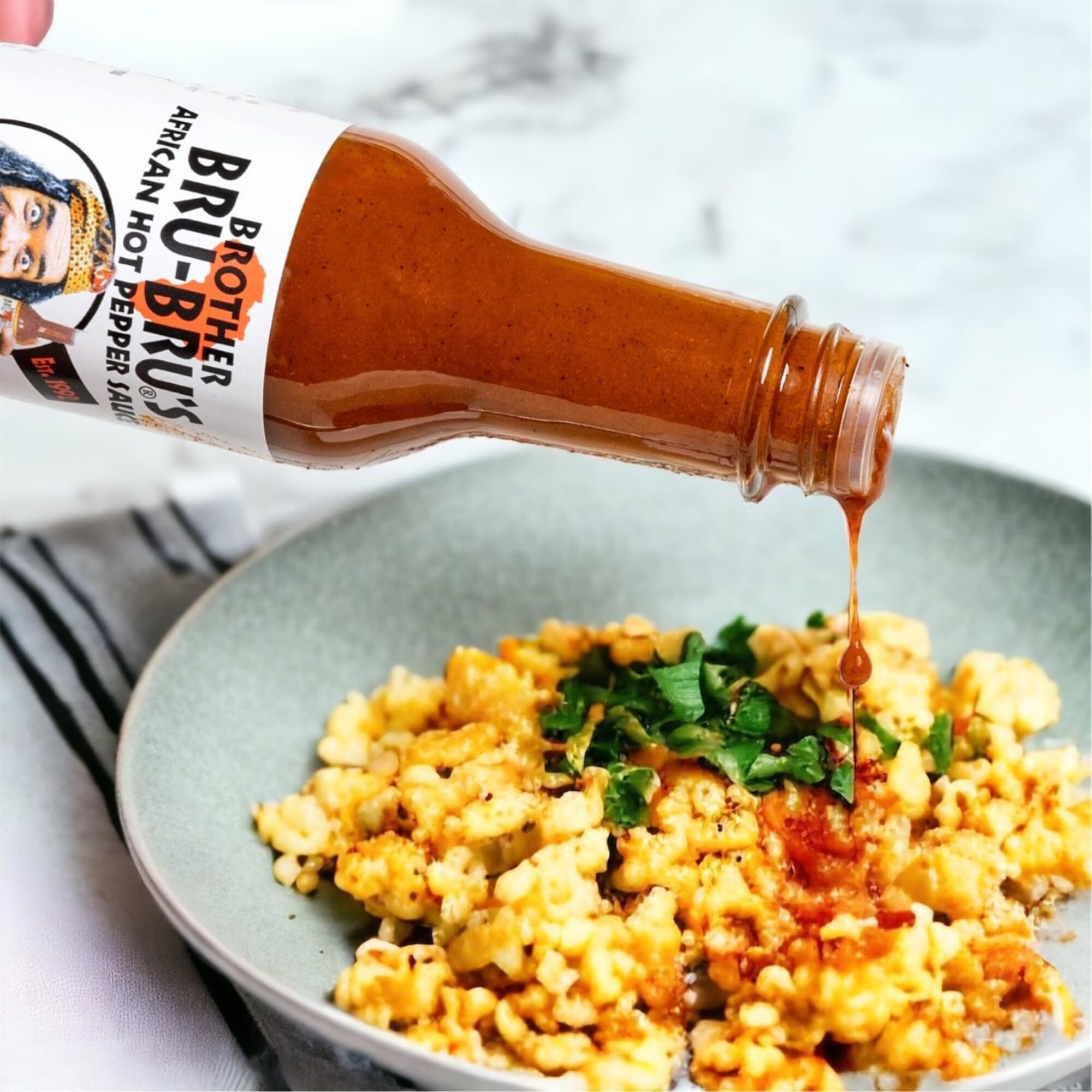 Brother Bru-Brus Hot Sauce African & Latin Combo - No Sodium, Salt Free, Sugar Free, Gluten Free, Vegan - African Hot Pepper Habanero Sauce, Latin Chili Seasoning & Spices - 5 Oz (Pack Of 2)