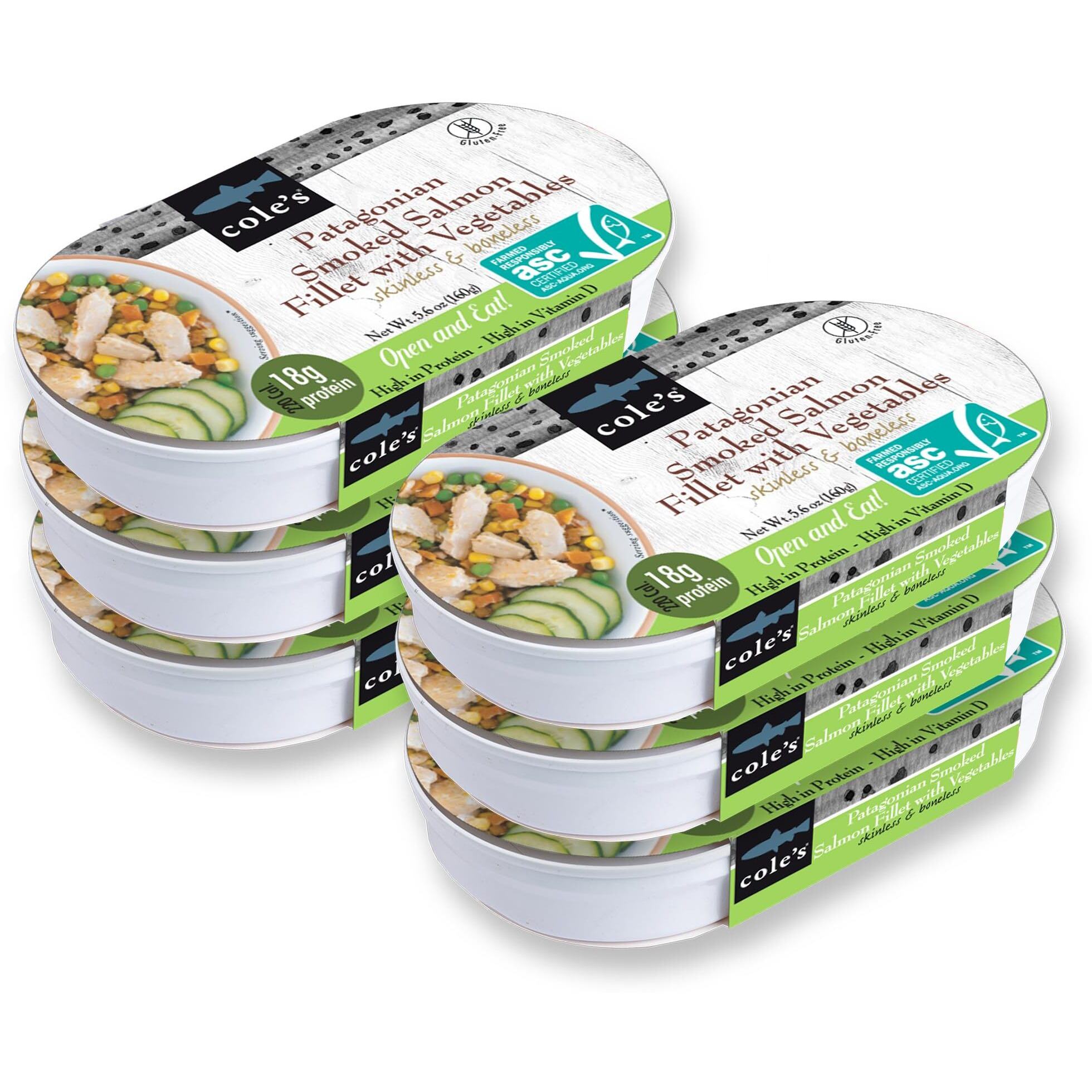 Coles - Patagonian Smoked Salmon Fillet With Vegetables| Ready To Eat Meal | 5.6 Oz Hand-Packed Canned Fish | 19G Protein | High In Vitamin D | Open & Eat