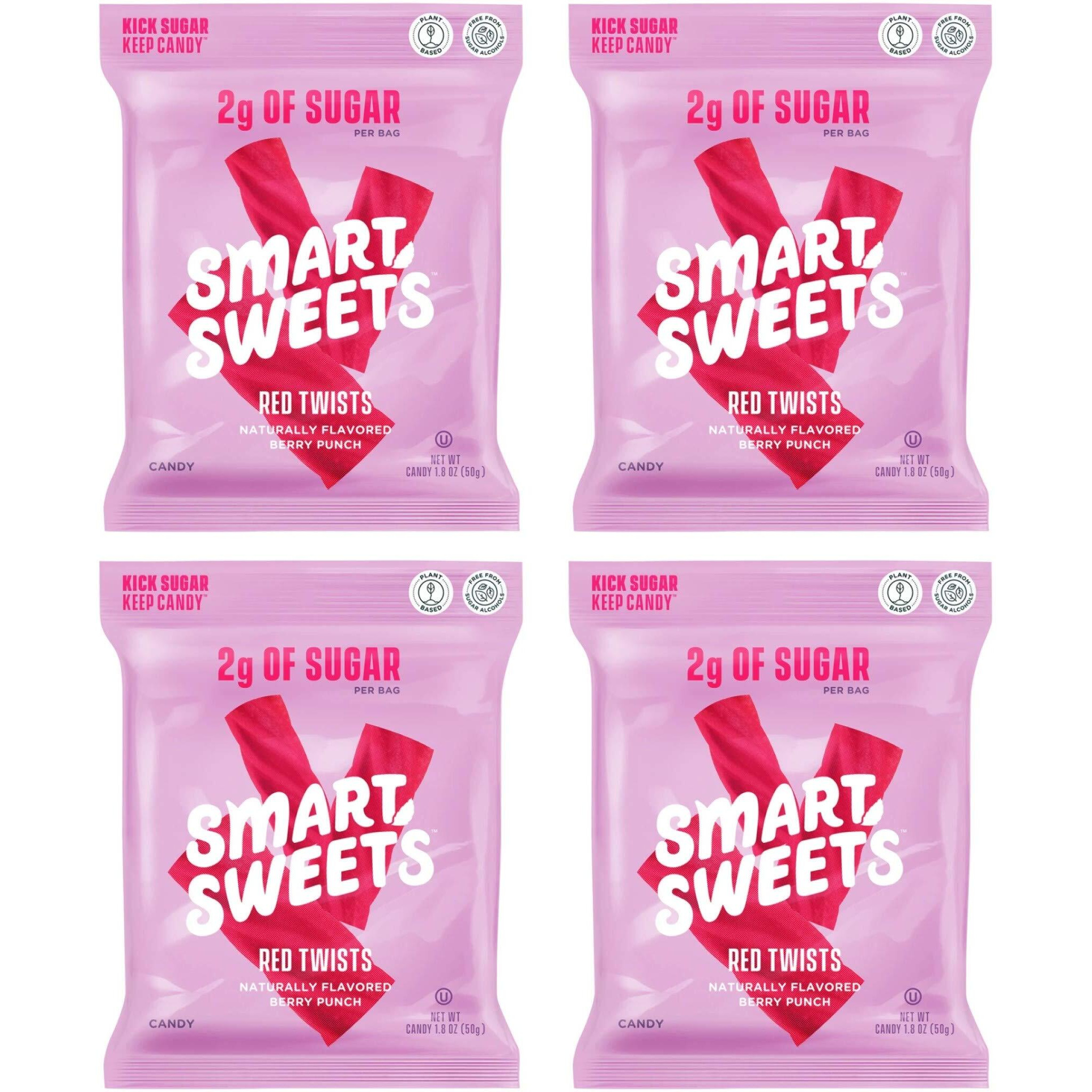 Smart Sweets Red Twists 4 Pack Healthier Version Of Twizlers 92% Less Sugar 12 Grams Of Fiber Plant Based Vegan Keto Friendly Only 110 Calories And 2 G Sugar