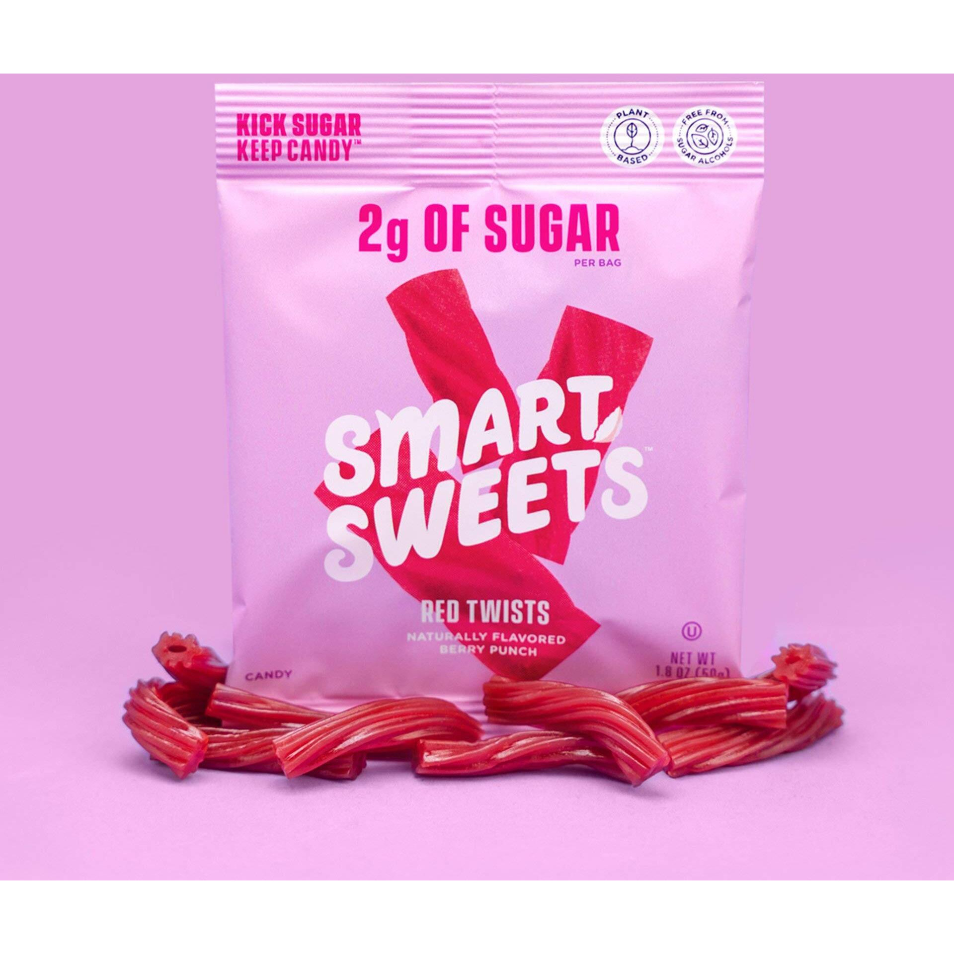 Smart Sweets Red Twists 4 Pack Healthier Version Of Twizlers 92% Less Sugar 12 Grams Of Fiber Plant Based Vegan Keto Friendly Only 110 Calories And 2 G Sugar