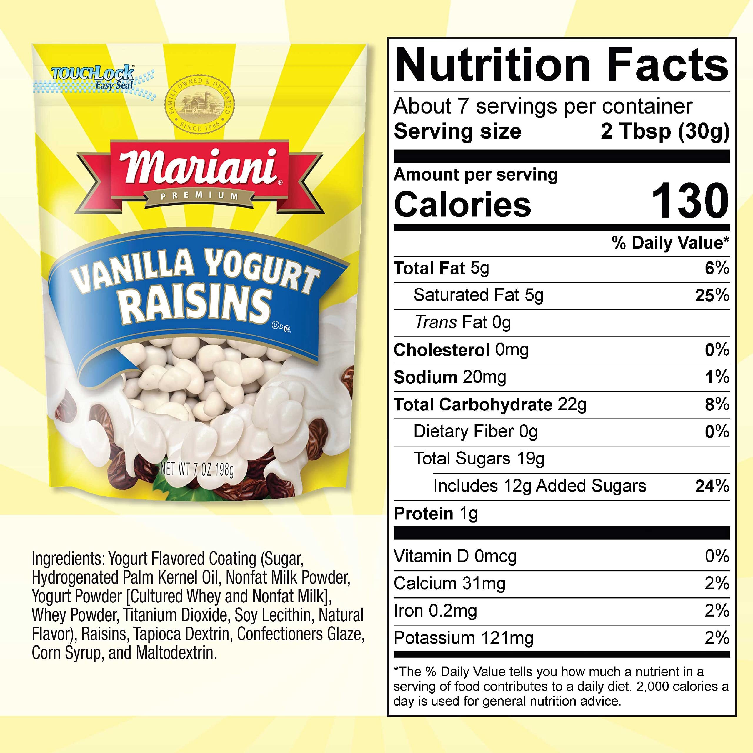 Mariani | Vanilla Yogurt Raisins | Healthy Snacks For Kids & Adults | Gluten Free Snacks | 7 Ounces (Pack Of 1) - Resealable Bag