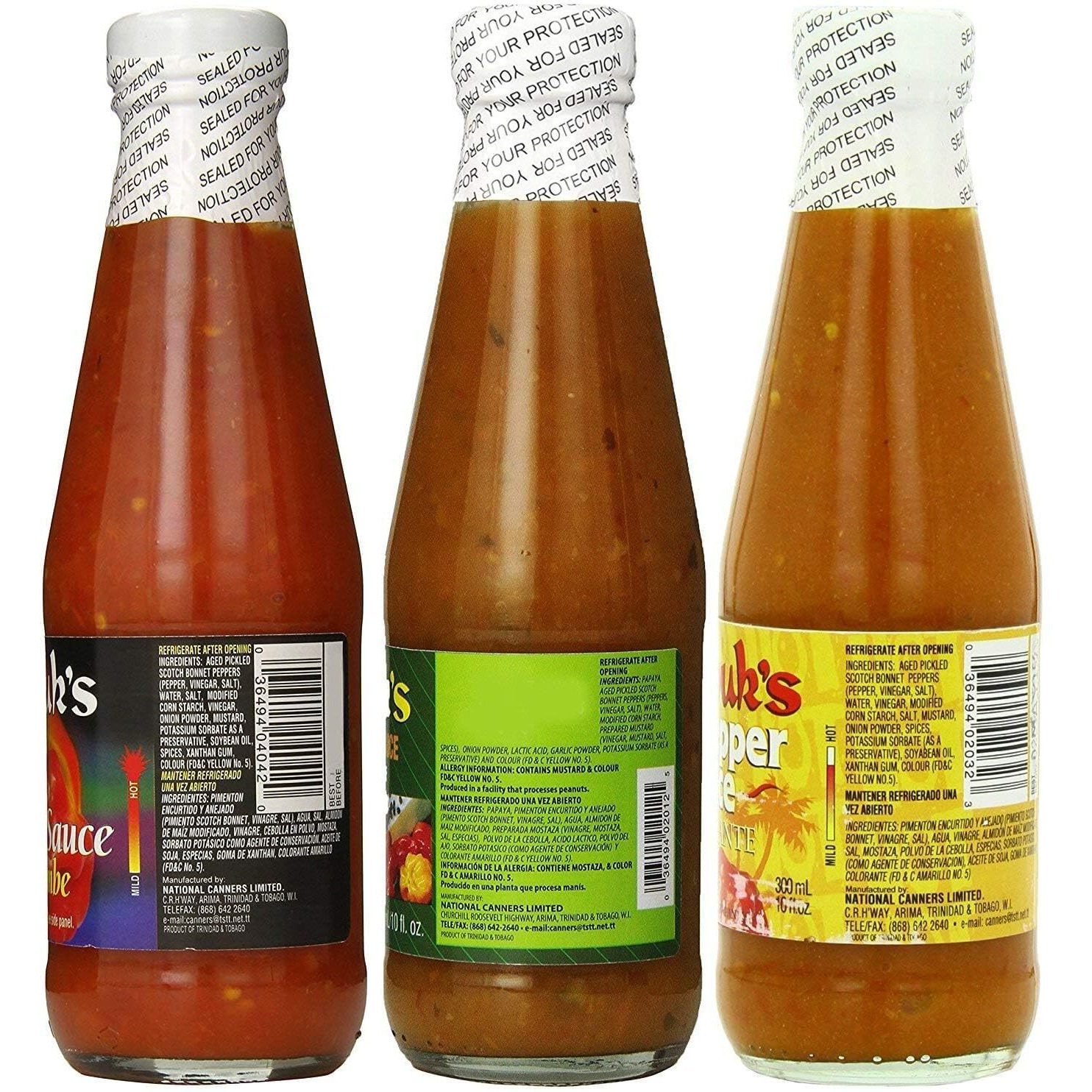 Matouk's Flambeau West Indian And Hot Pepper Sauce 10 Ounce Variety Pack Of 3