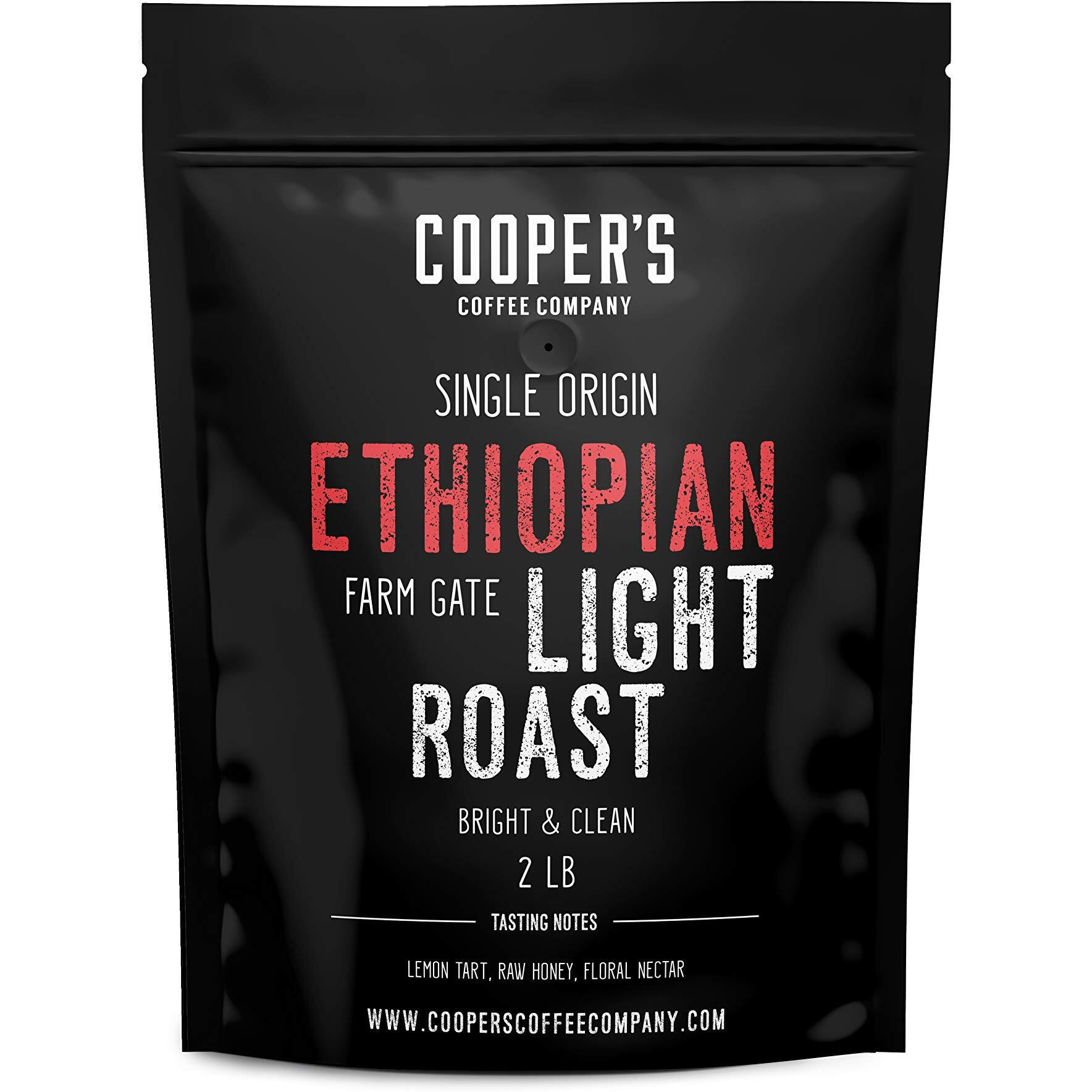 Ethiopian Bold Light Roast Coffee, Gourmet Single-Origin Coffee Beans From Ethiopia, Whole Bean, 2Lb Bag