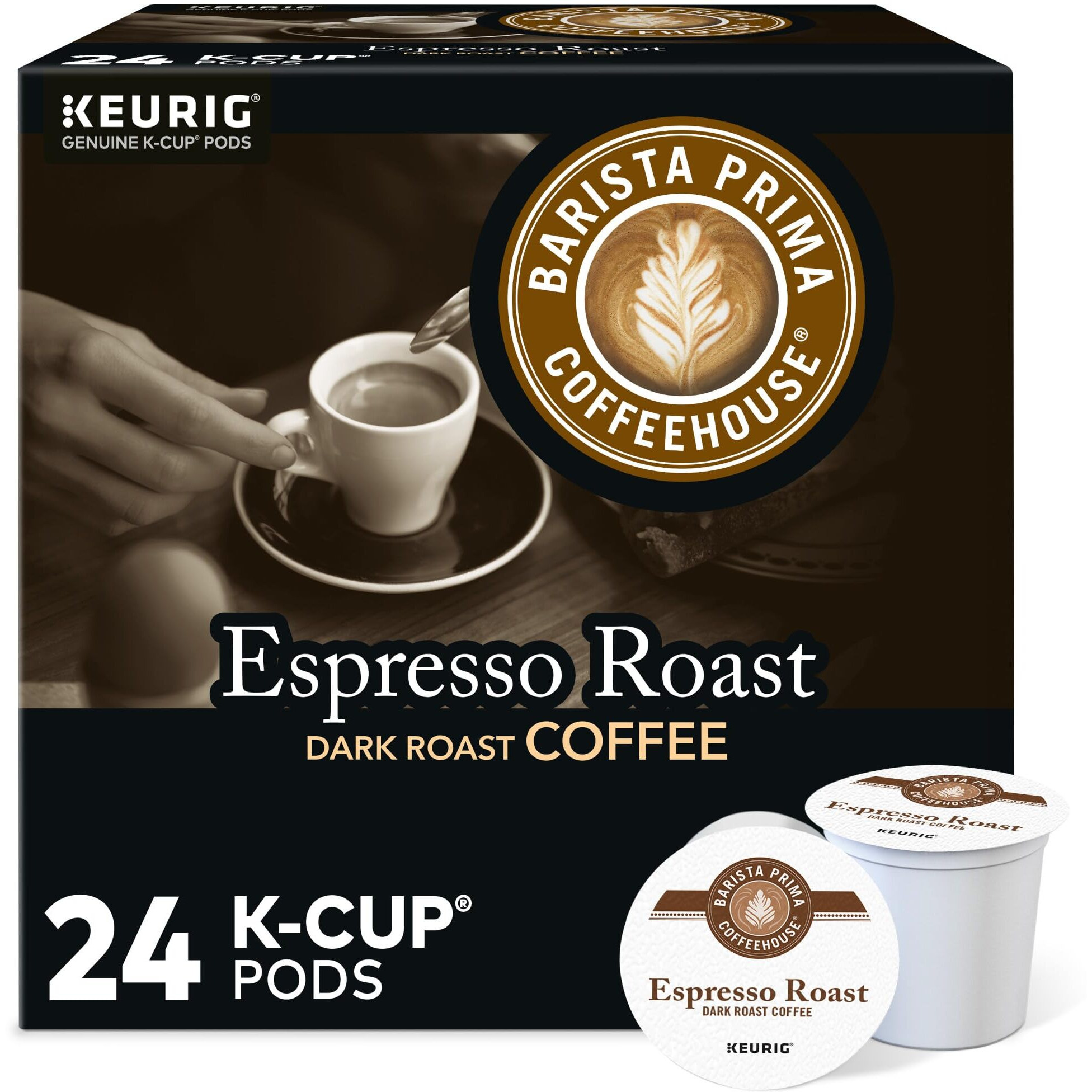 Barista Prima Coffeehouse Espresso Roast Coffee, Keurig Single Serve K-Cup Pods, 96 Count