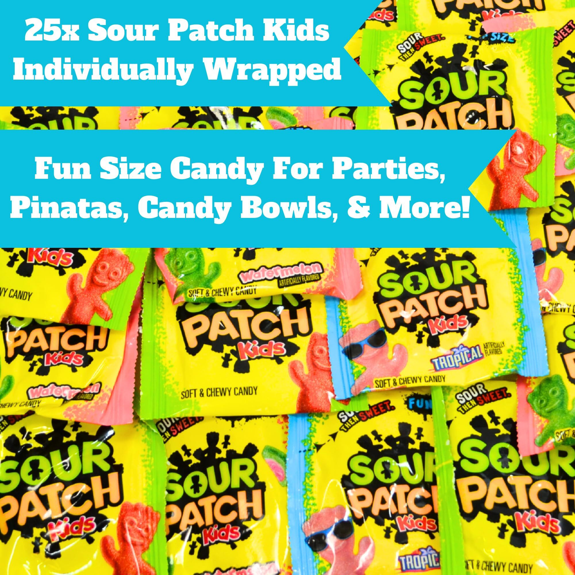 Snack Mountain Assortment Of Sour Patch Kids Treat Size (25 Packs) Original Tropical Watermelon