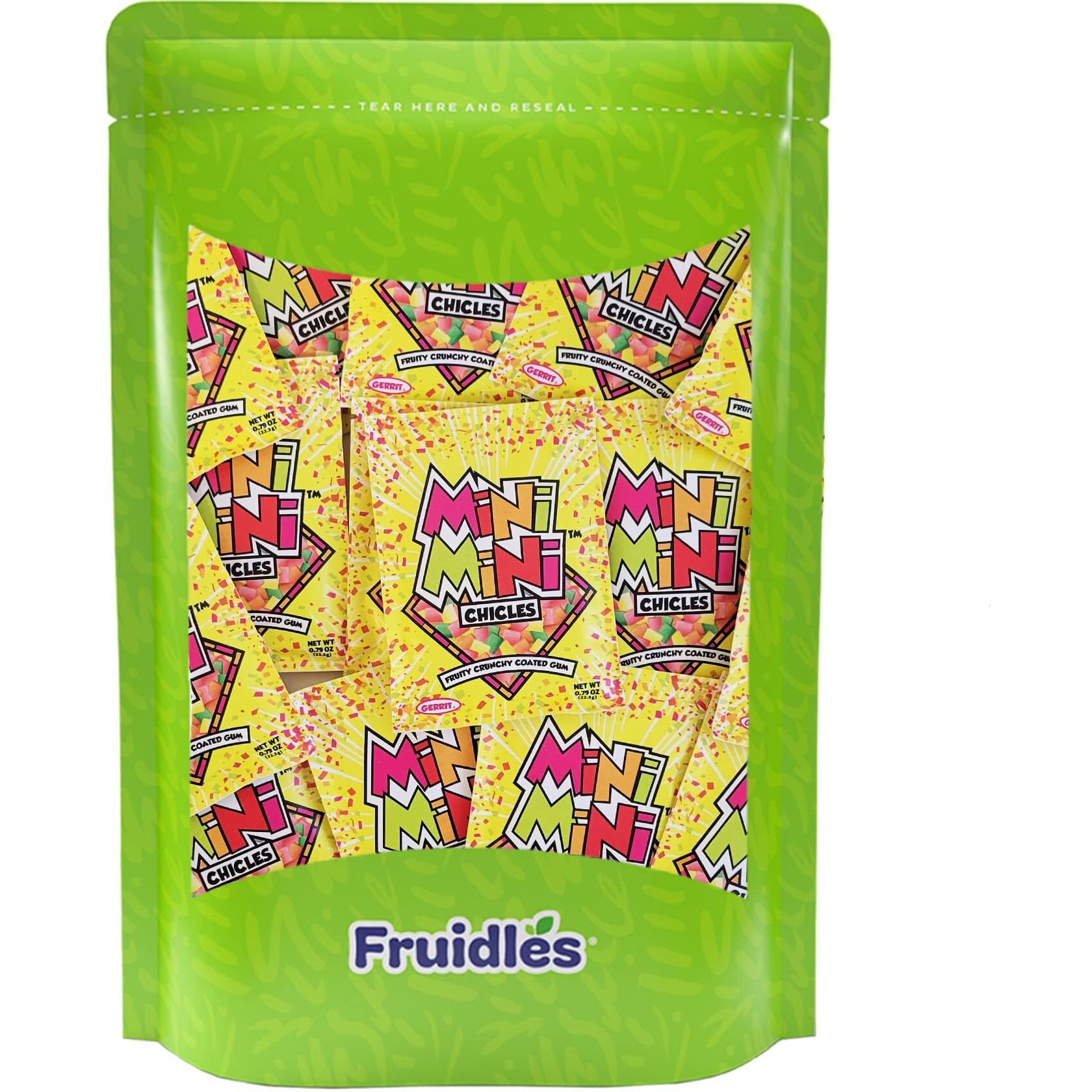 Fruidles Mixed Fruit Flavors Mini Chiclets Gum, Square Chicle Gum Tabs, Crunchy Candy Coated Gum, Candy Buffet Treats, Gluten-Free (12-Pack)