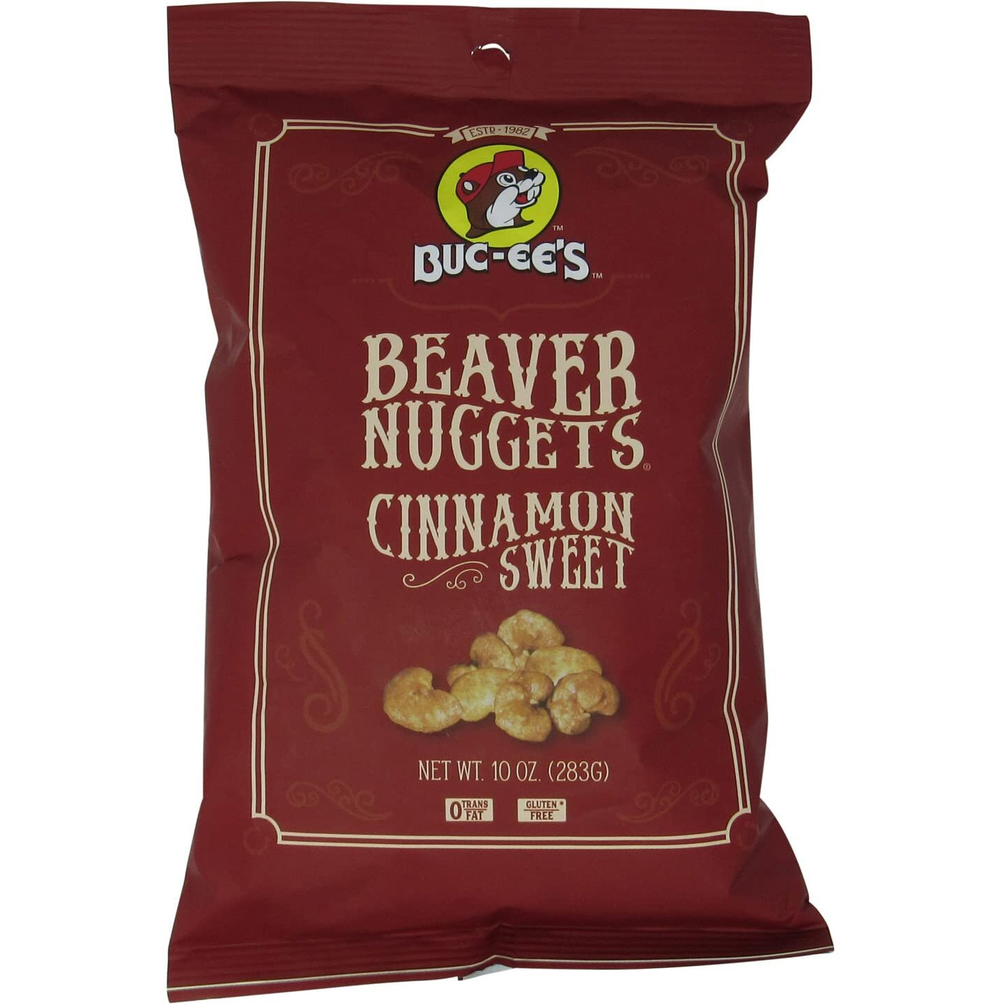Buc-Ee's Beaver Nuggets Cinnamon Sweet Flavored Snack Puffs, Gluten Free, One 10 Ounce Bag