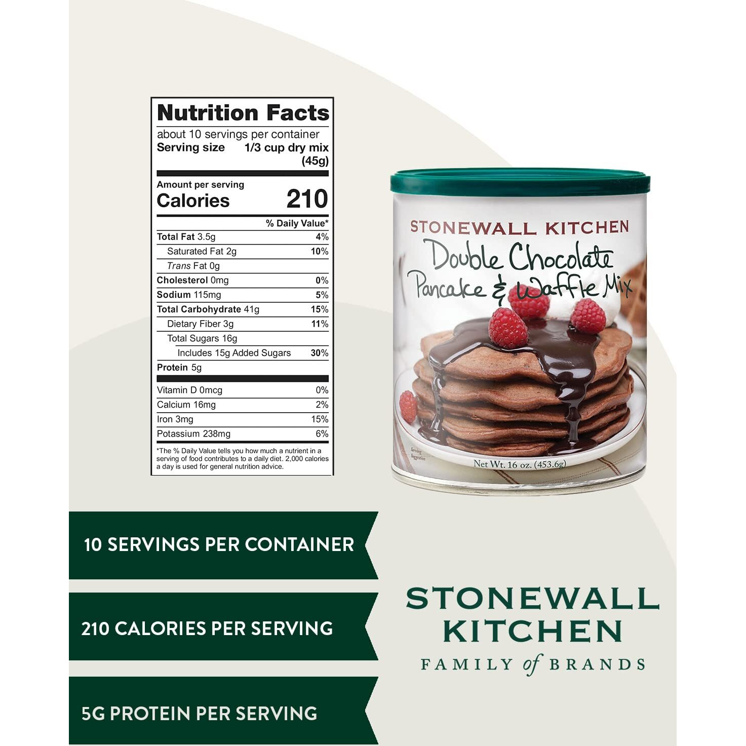 Stonewall Kitchen Double Chocolate Pancake And Waffle Mix, 16 Ounces