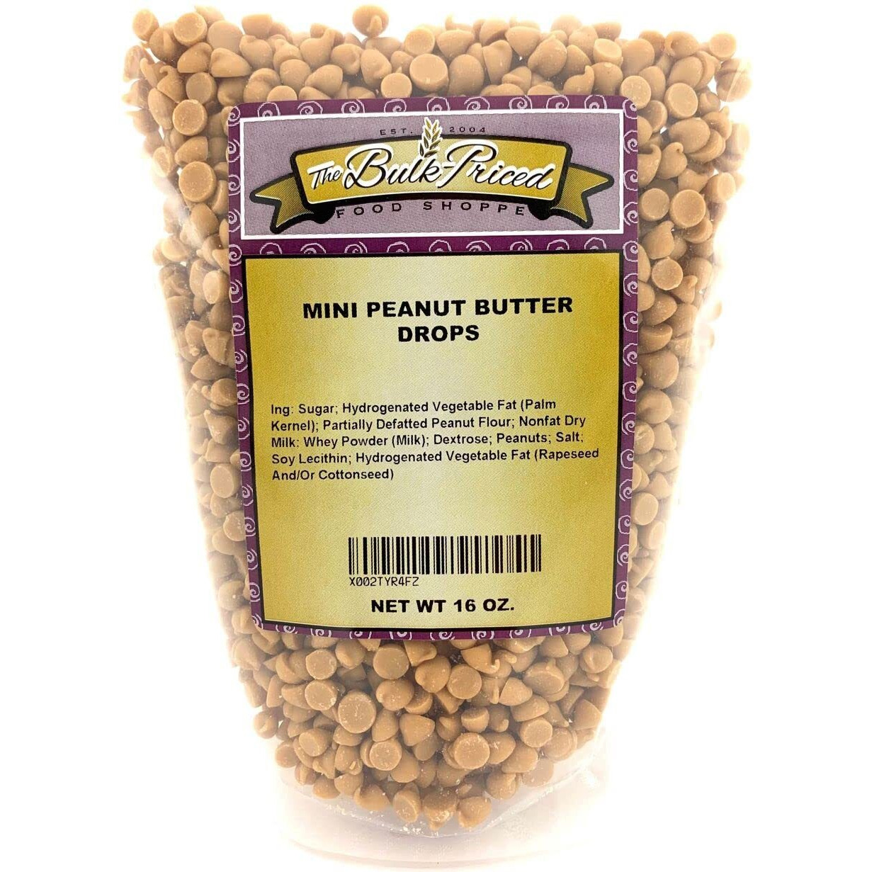 Mini Peanut Butter Drops, Bulk Size, Baking Chips (1 Lb. Resealable Zip Lock Stand Up Bag)