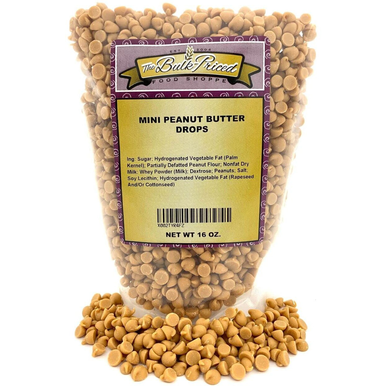 Mini Peanut Butter Drops, Bulk Size, Baking Chips (1 Lb. Resealable Zip Lock Stand Up Bag)