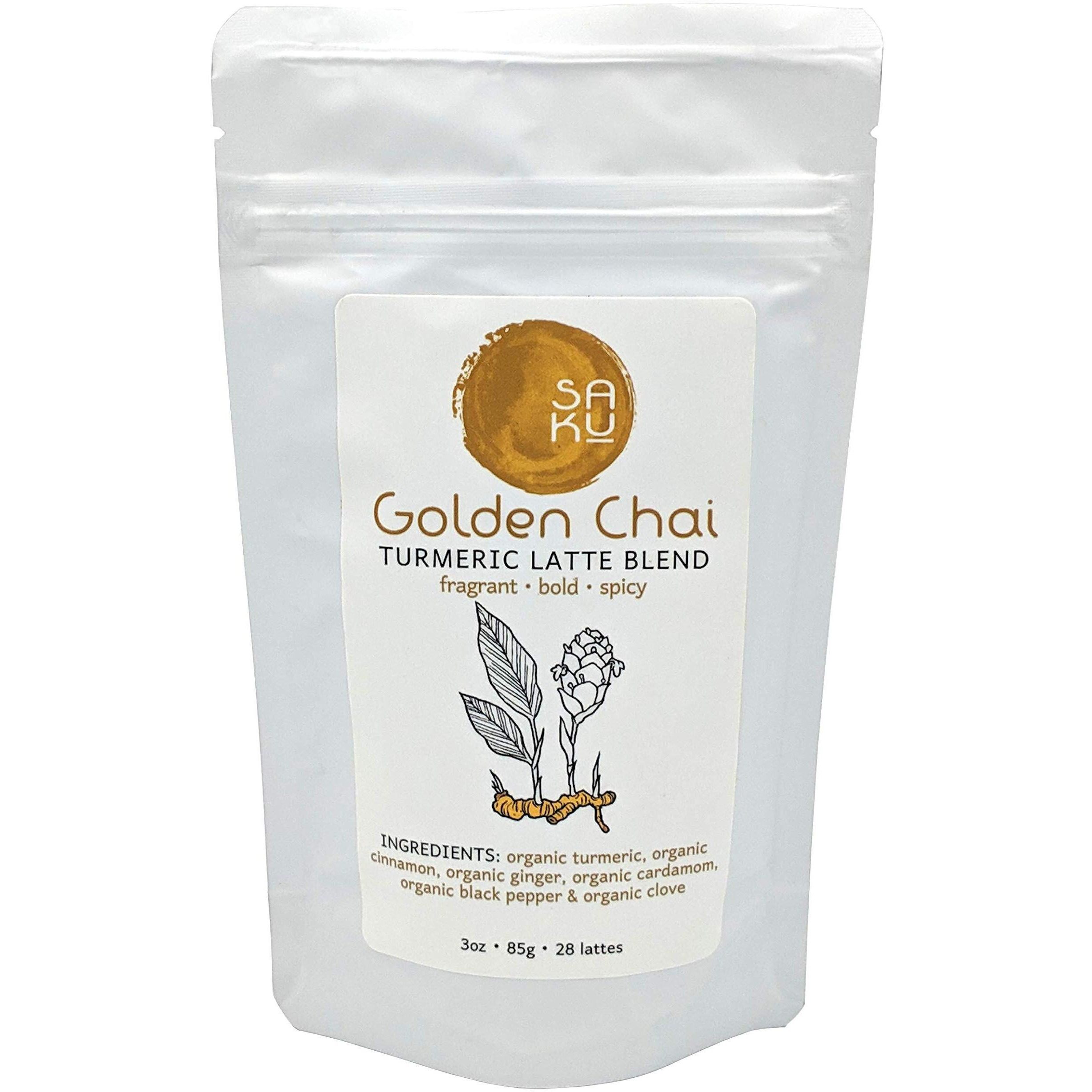 Saku Tea, Golden Chai Turmeric Latte Blend, Super Food Latte, 3Oz Bag