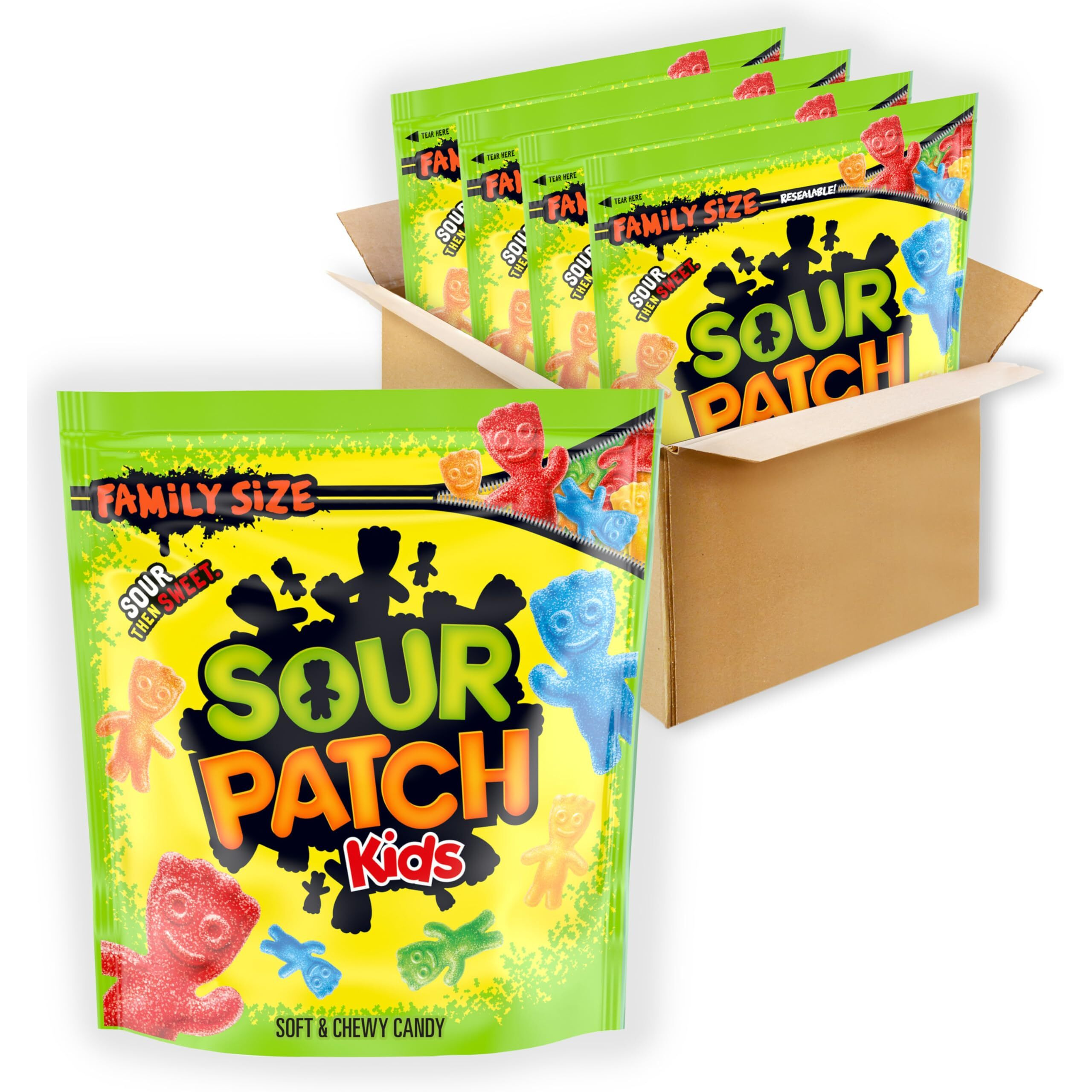 Sour Patch Kids Soft & Chewy Candy, Family Size, Bulk Candy, 4 - 1.8 Lb Bags