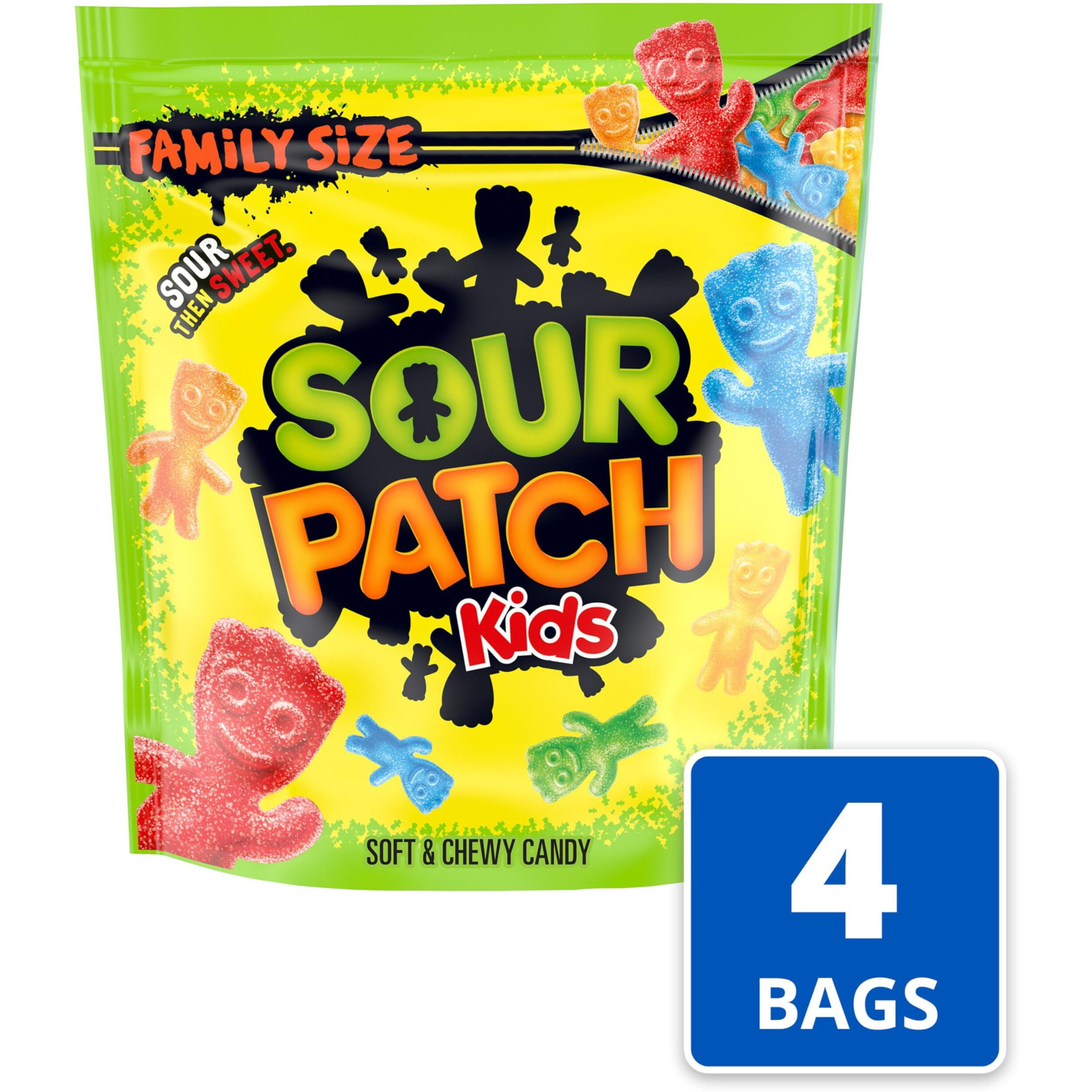 Sour Patch Kids Soft & Chewy Candy, Family Size, Bulk Candy, 4 - 1.8 Lb Bags