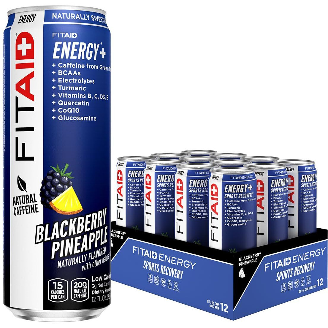 Fitaid Energy, 200Mg Natural Caffeine, Keto, Blackberry Pineapple, Omega-3S, 15 Calories, Paleo, Vegan & Gluten-Free, No Artificial Sweeteners, 12-Oz. Cans (Pack Of 12)