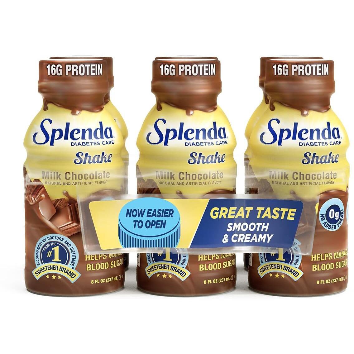Splenda Diabetes Care Shakes - Meal Replacement Shake, 8 Fluid Ounces Per Bottle (Milk Chocolate, 6 Pack)