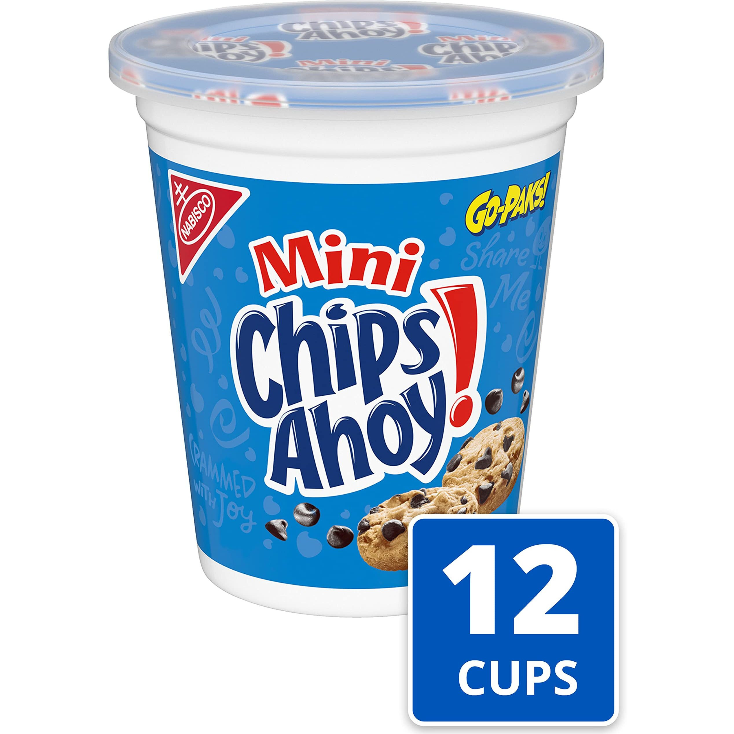 Chips Ahoy Mini Original Chocolate Chip Cookies, Go-Paks, 12 - 3.5 Oz Cups