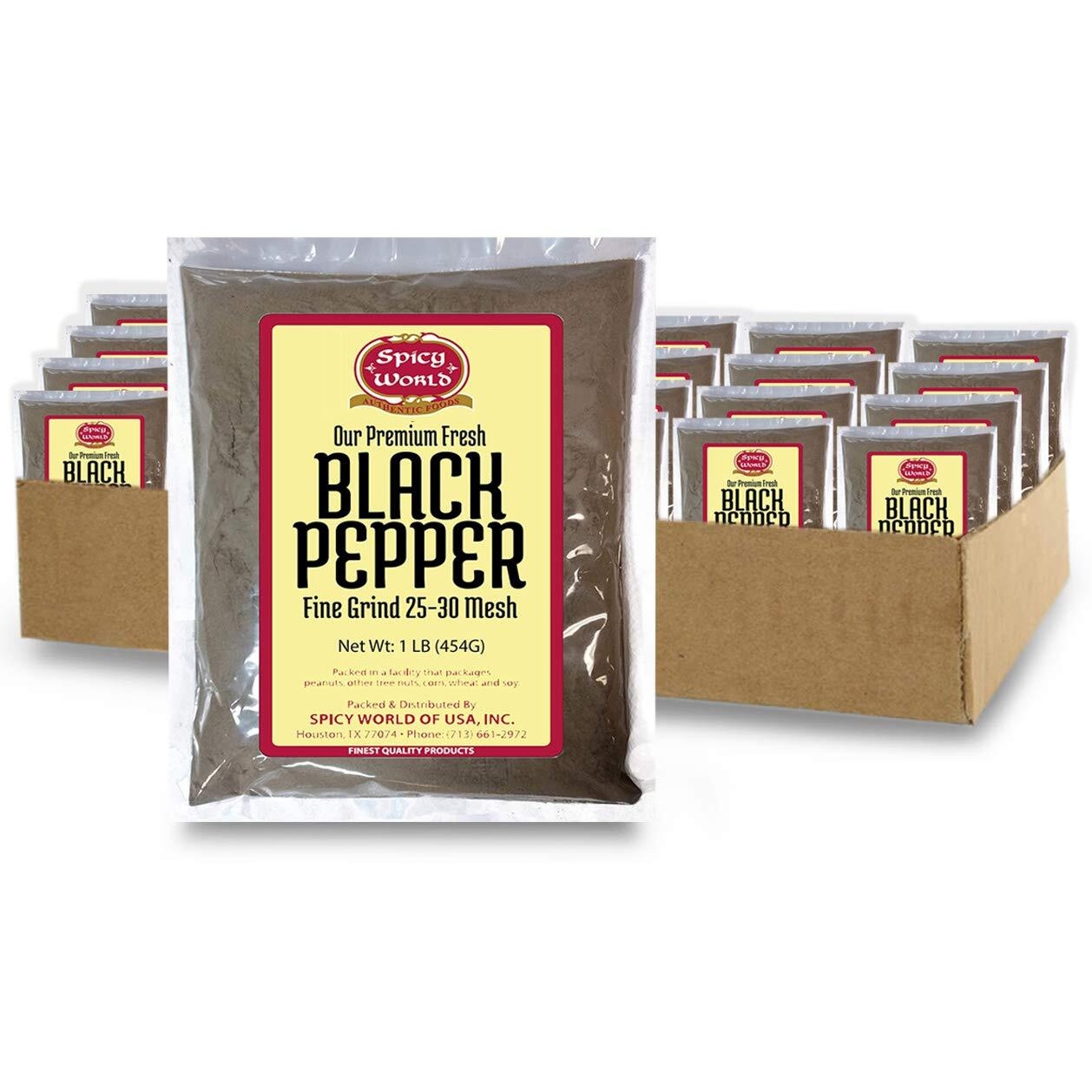 Ground Black Pepper Powder 16 Ounce (1 Pound) Bag - Table Grind - By Spicy World (Pack Of 12)