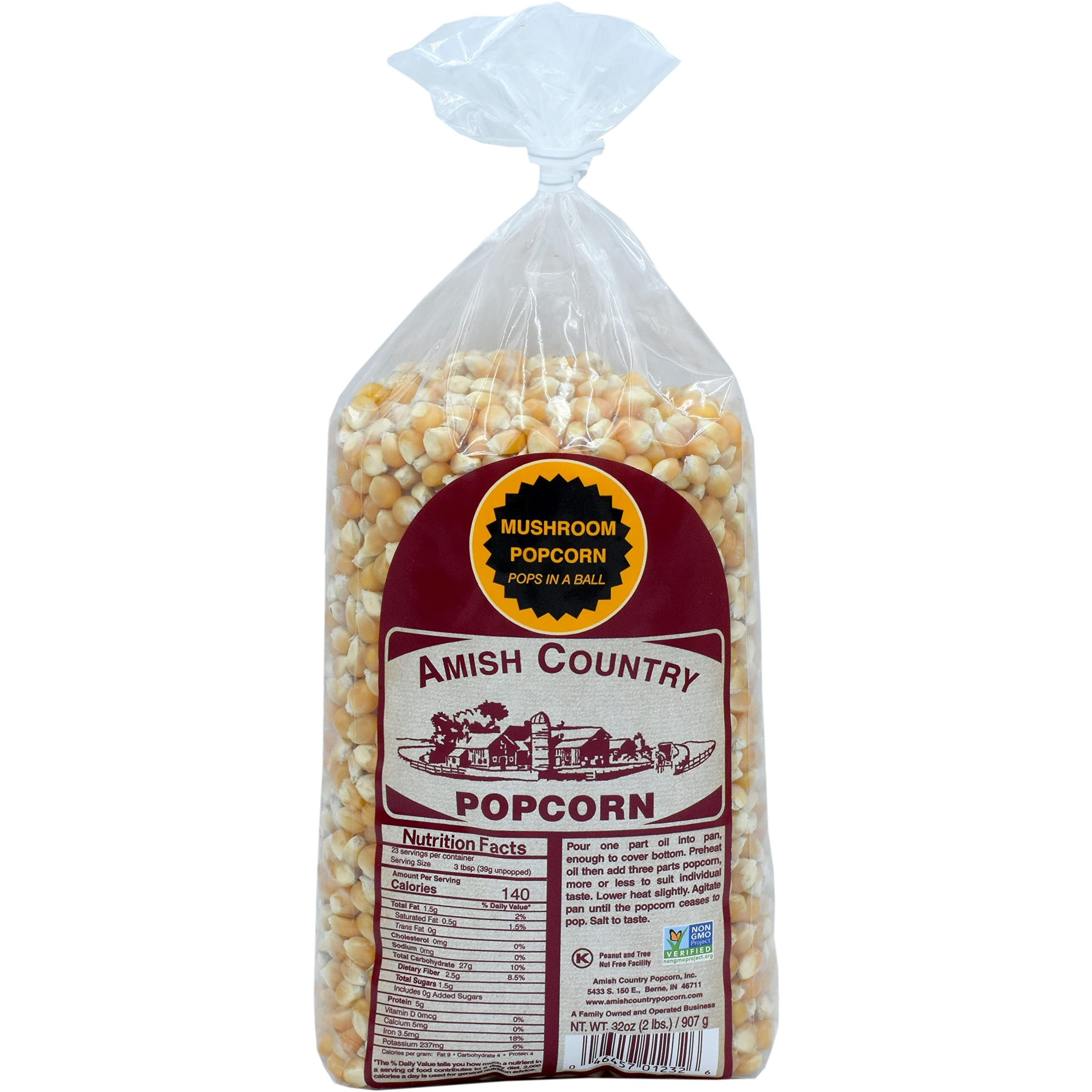 Amish Country Popcorn | 2 Lbs Bag | Mushroom Popcorn Kernels | Old Fashioned, Non-Gmo And Gluten Free (Mushroom - 2 Lbs Bag)