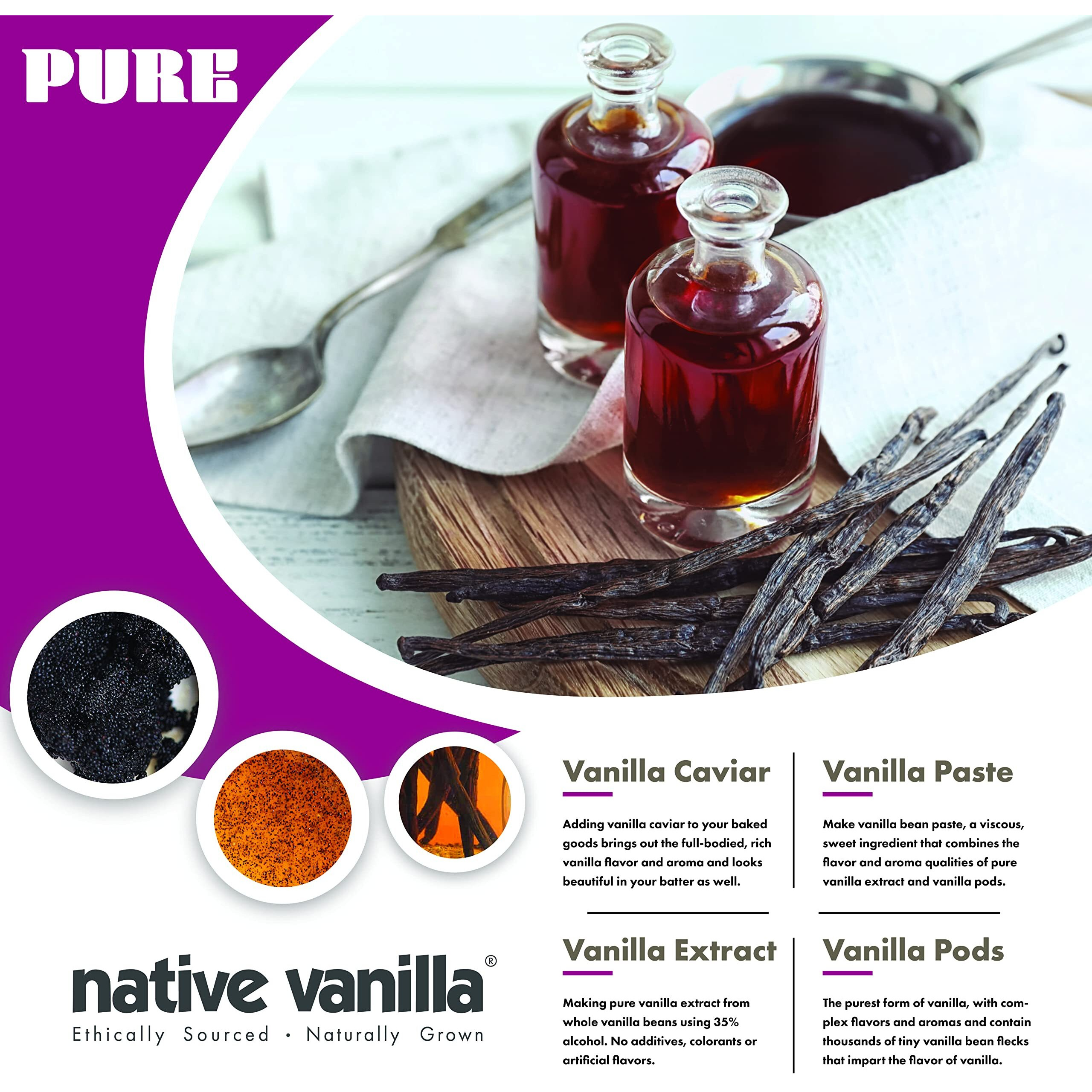 10 Tahitian Vanilla Beans - Premium Grade B Whole Vanilla Pods - For Vanilla Extract, Cooking, Baking, & Desserts - Rich, Creamy Flavor - 100% Vegan & Kosher - Non-Gmo & Gluten-Free - Native Vanilla
