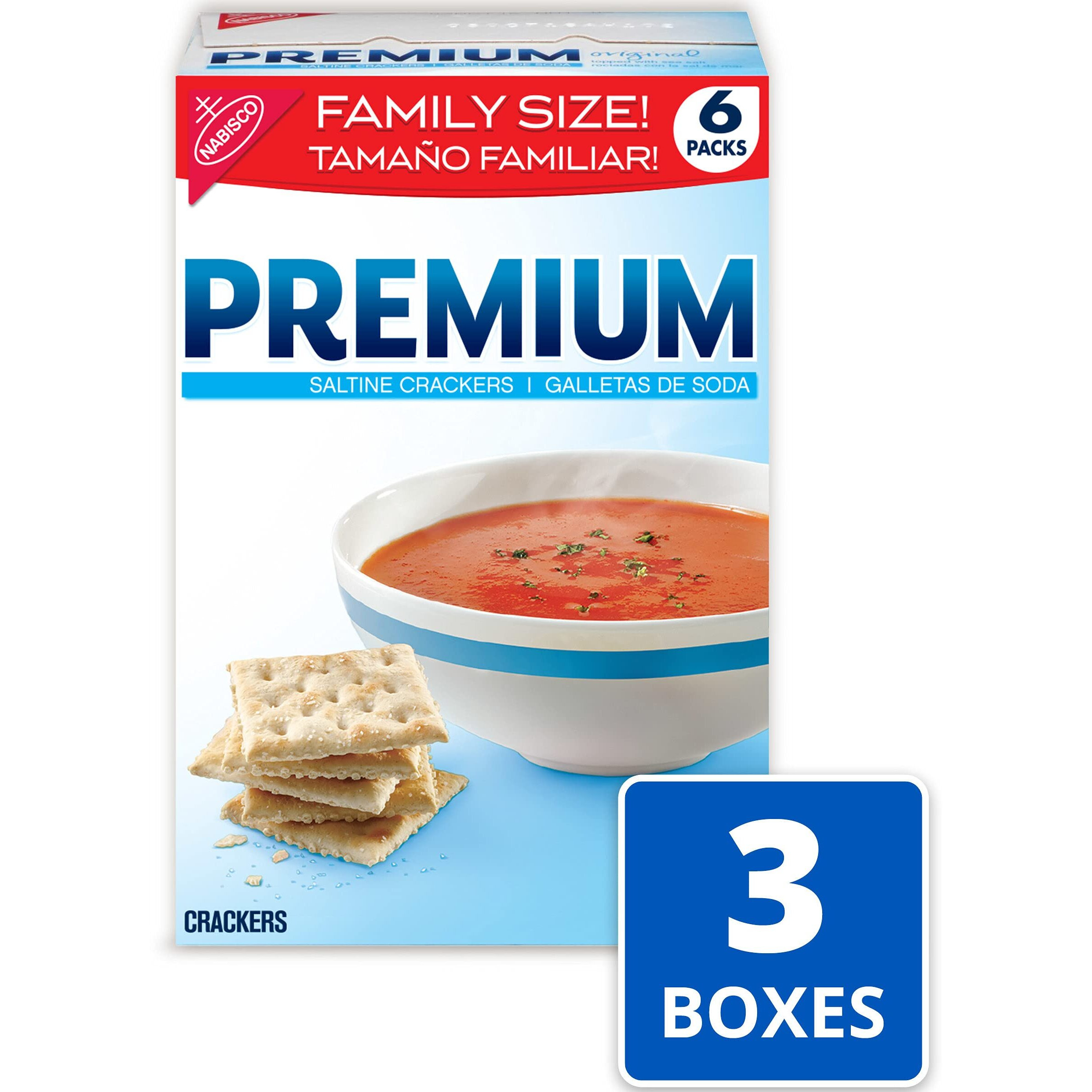 Premium Saltine Crackers, Family Size, 3 Boxes