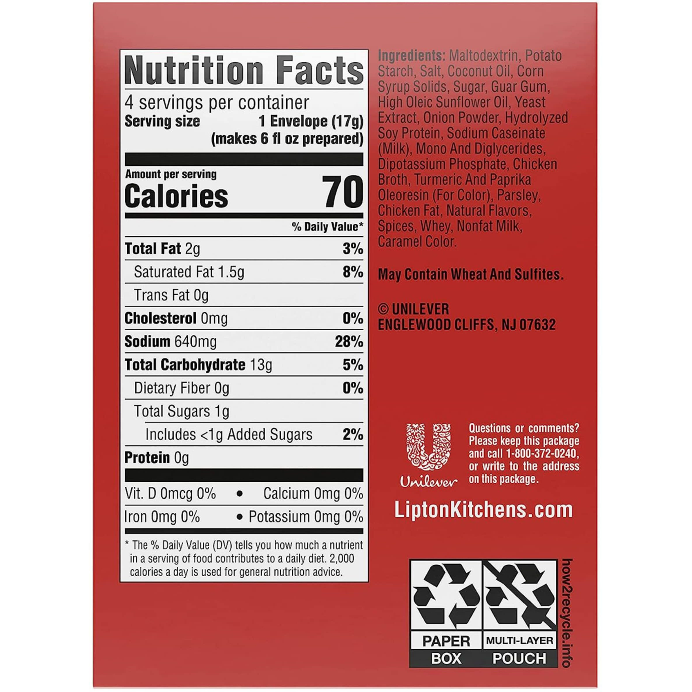 Lipton Cup-A-Soup Cream Of Chicken, 2.4 Ounce (Pack Of 6)