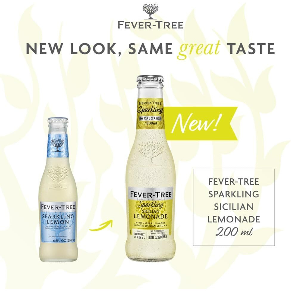 Fever Tree Sparkling Sicilian - Premium Quality Mixer - Refreshing Beverage For Cocktails & Mocktails. Naturally Sourced Ingredients, No Artificial Sweeteners Or Colors - 200 Ml Bottles - Pack Of 24