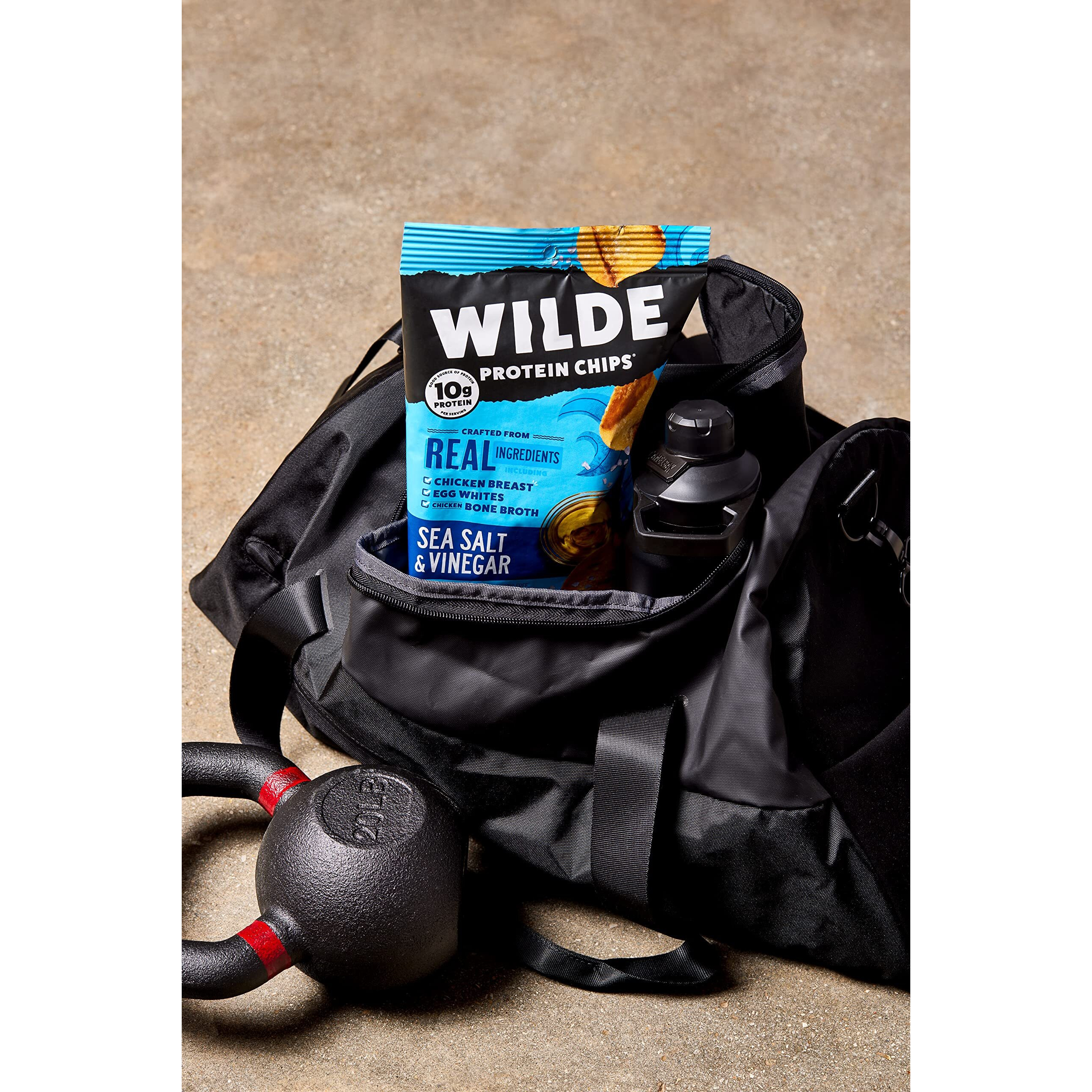 Wilde Sea Salt And Vinegar Protein Chips, Thin And Crispy, High Protein, Keto Friendly, Made With Real Ingredients, 2.25Oz Bags (Pack Of 3)