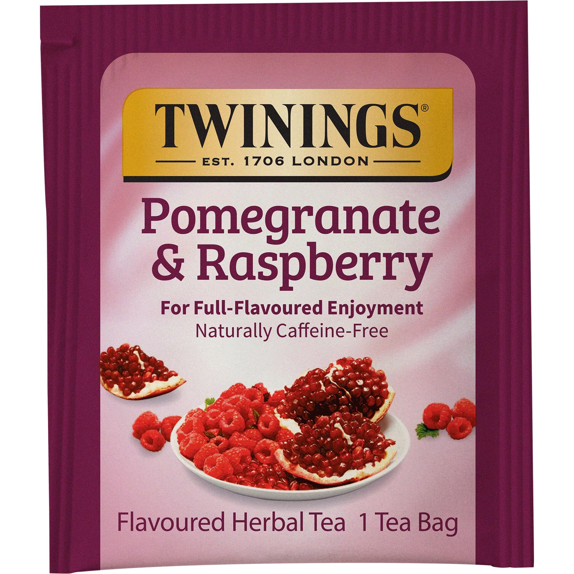 Twinings Pomegranate & Raspberry Herbal Tea, 20 Count (Pack Of 6), Individually Wrapped Tea Bags, Naturally Caffeine Free, Enjoy Hot Or Iced