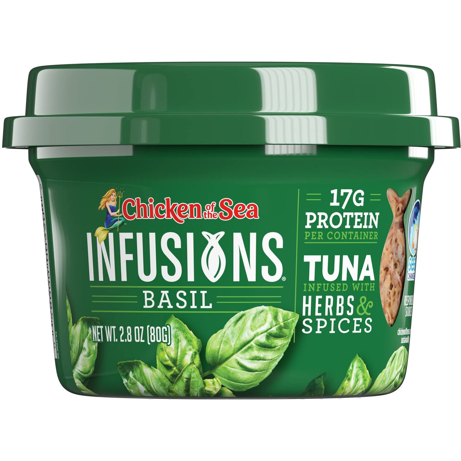 Chicken Of The Sea Infusions Tuna, 2.8 Ounce Cups (Pack Of 6), Wild Caught Tuna, Basil