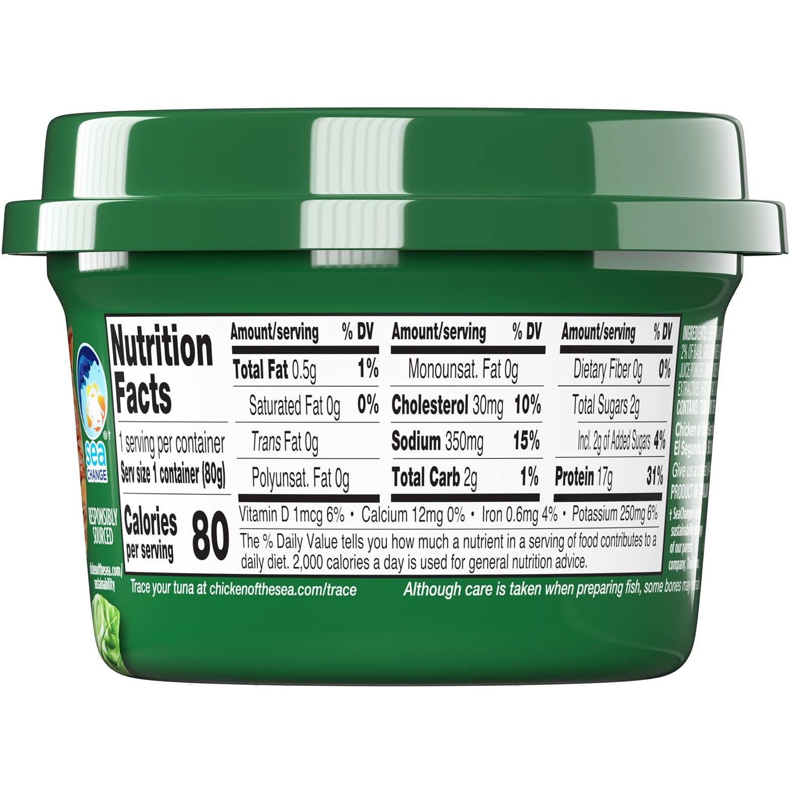 Chicken Of The Sea Infusions Tuna, 2.8 Ounce Cups (Pack Of 6), Wild Caught Tuna, Basil