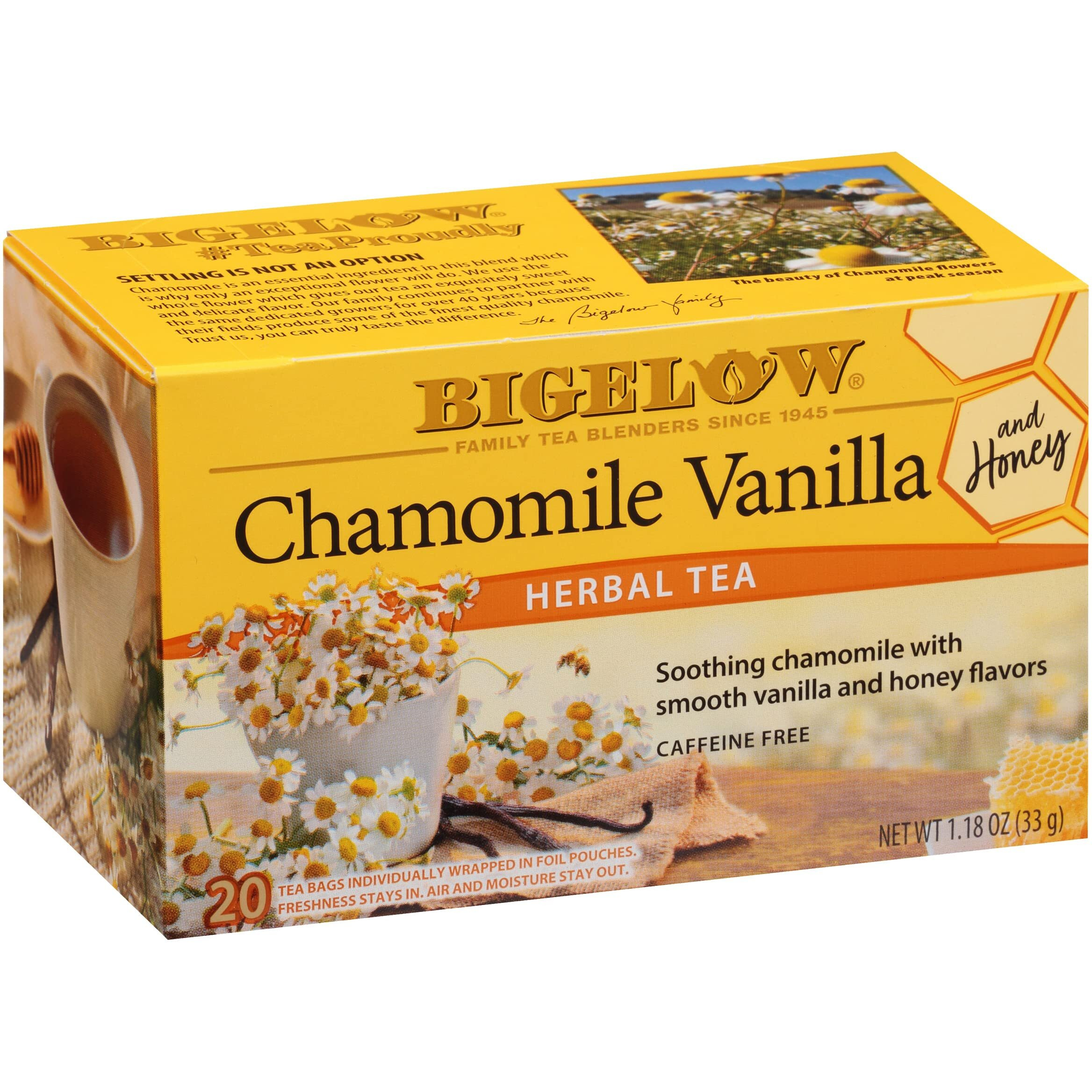 Bigelow Tea Chamomile Vanilla With Honey Herbal Tea, Caffeine Free Tea With Chamomile Vanilla, 20 Count Box (Pack Of 6), 120 Total Tea Bags
