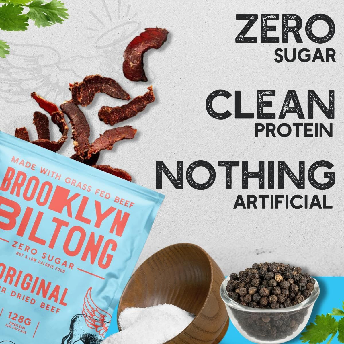 Brooklyn Biltong - Air Dried Grass Fed Beef Snack, South African Beef Jerky - Whole30 Approved, Paleo, Keto, Gluten Free, Sugar Free, Made In Usa (Original)