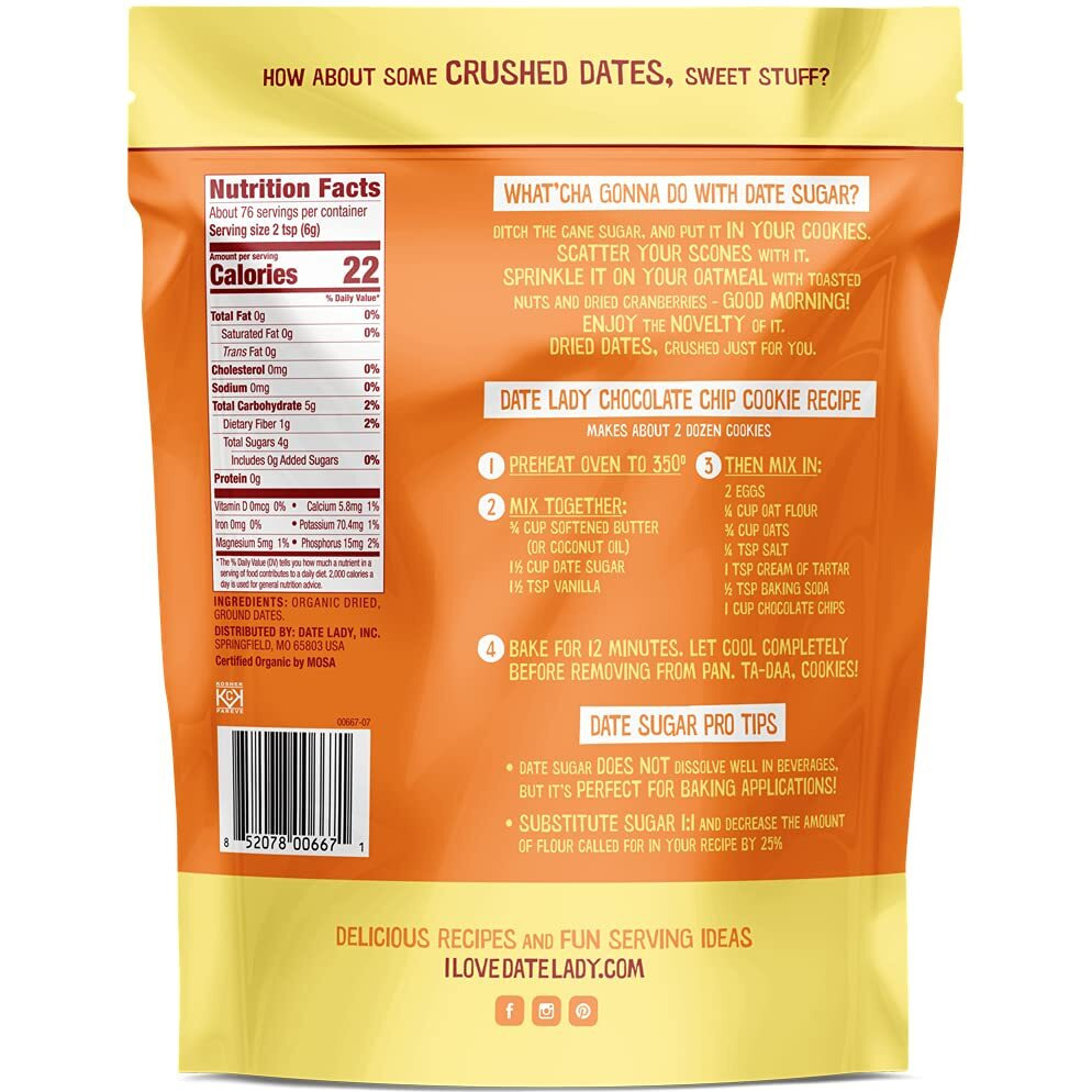 Date Sugar 1 Bag (16 Ounce) 16 Ounces