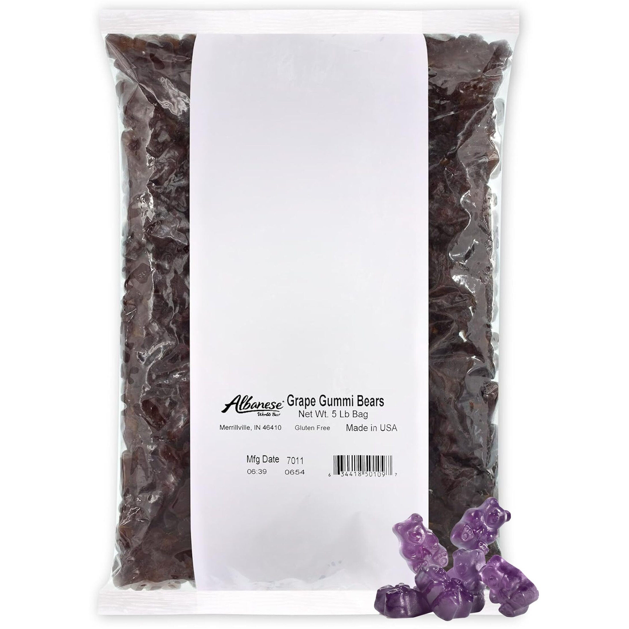 Albanese World's Best Grape Gummi Bears, 5Lbs Of Candy