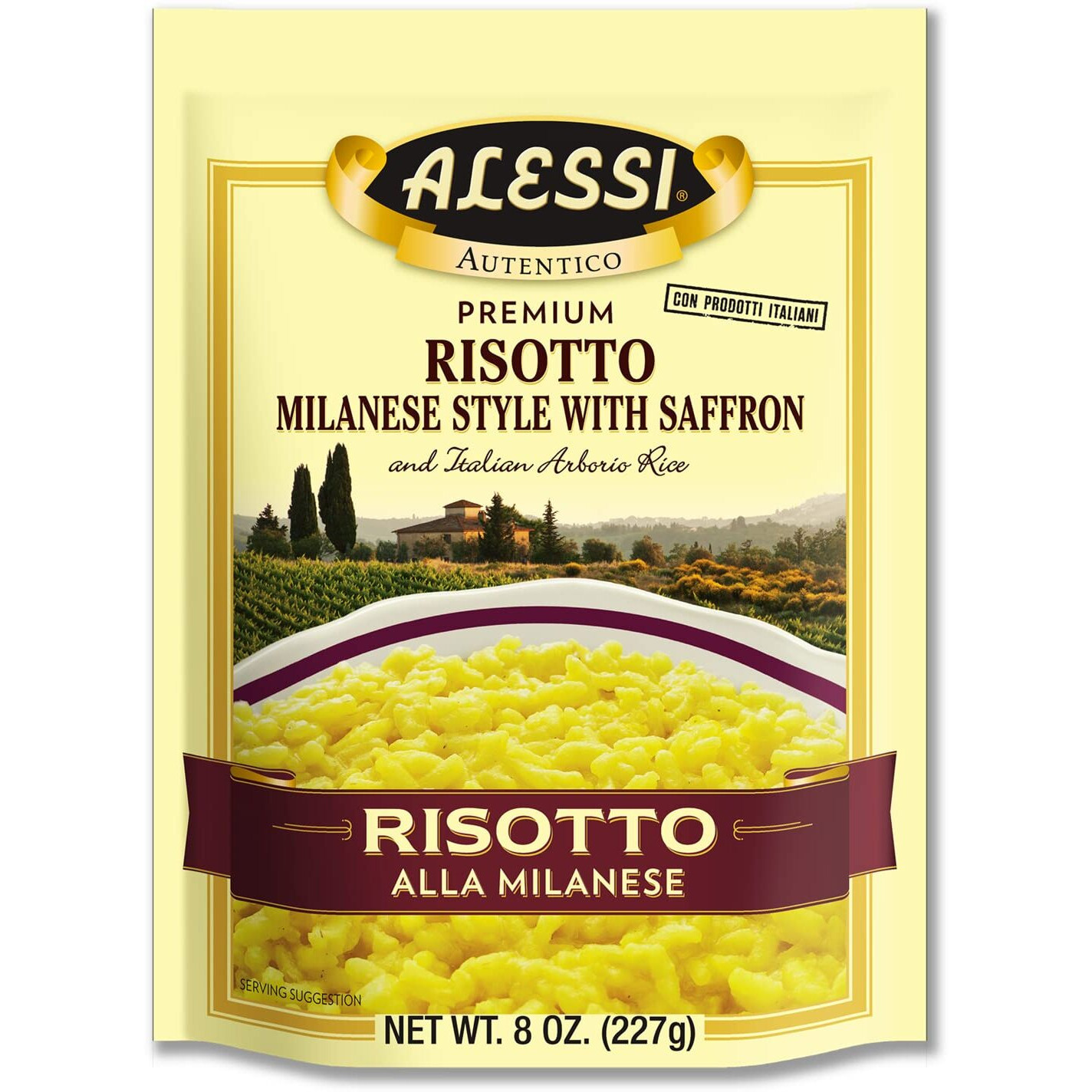 Alessi Autentico, Premium Seasoned Risotto, Italian Arborio Rice, Easy To Prepare, 8Oz (Milanese, Pack Of 6)