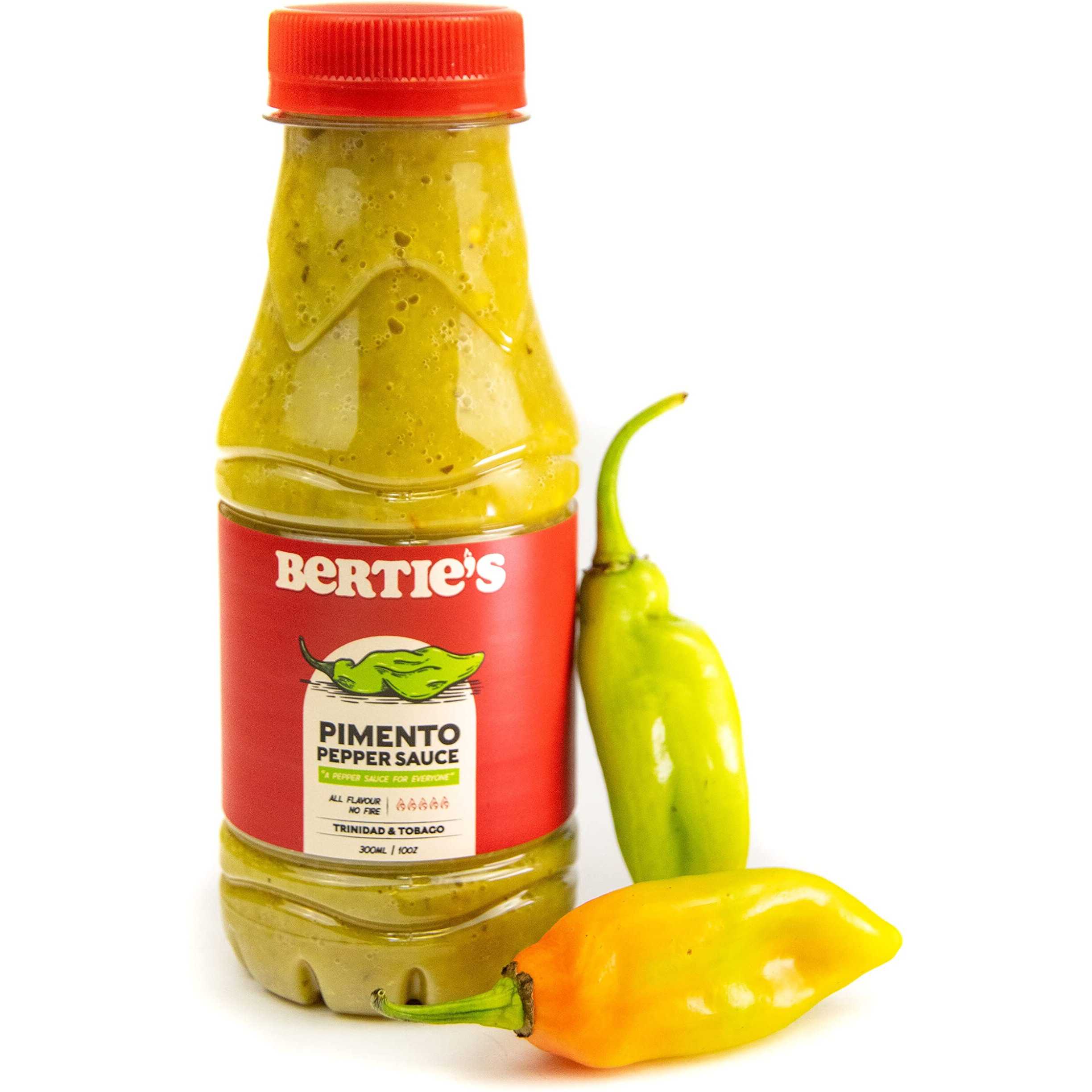 Bertie's Trinidad Pimento Sauce (10 Oz./300Ml) | Adds Wonderful Flavour And Aroma Without The Heat To Dish | Perfect To Season Meats And Vegetables
