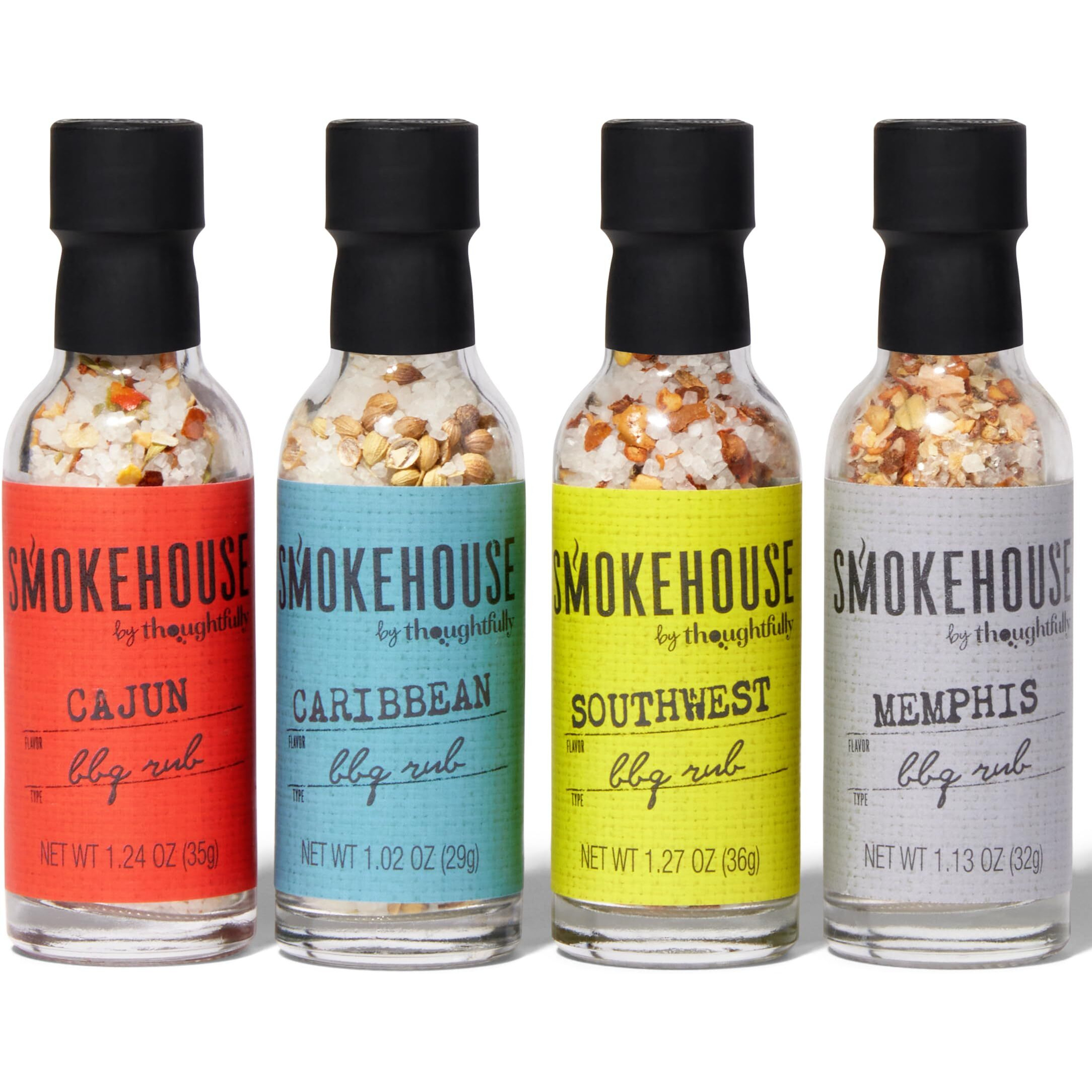 Smokehouse Gift Set By Thoughtfully, Vegan And Vegetarian Barbecue Rubs, Flavors Include Cajun, Caribbean, Memphis And Southwest, Set Of 4