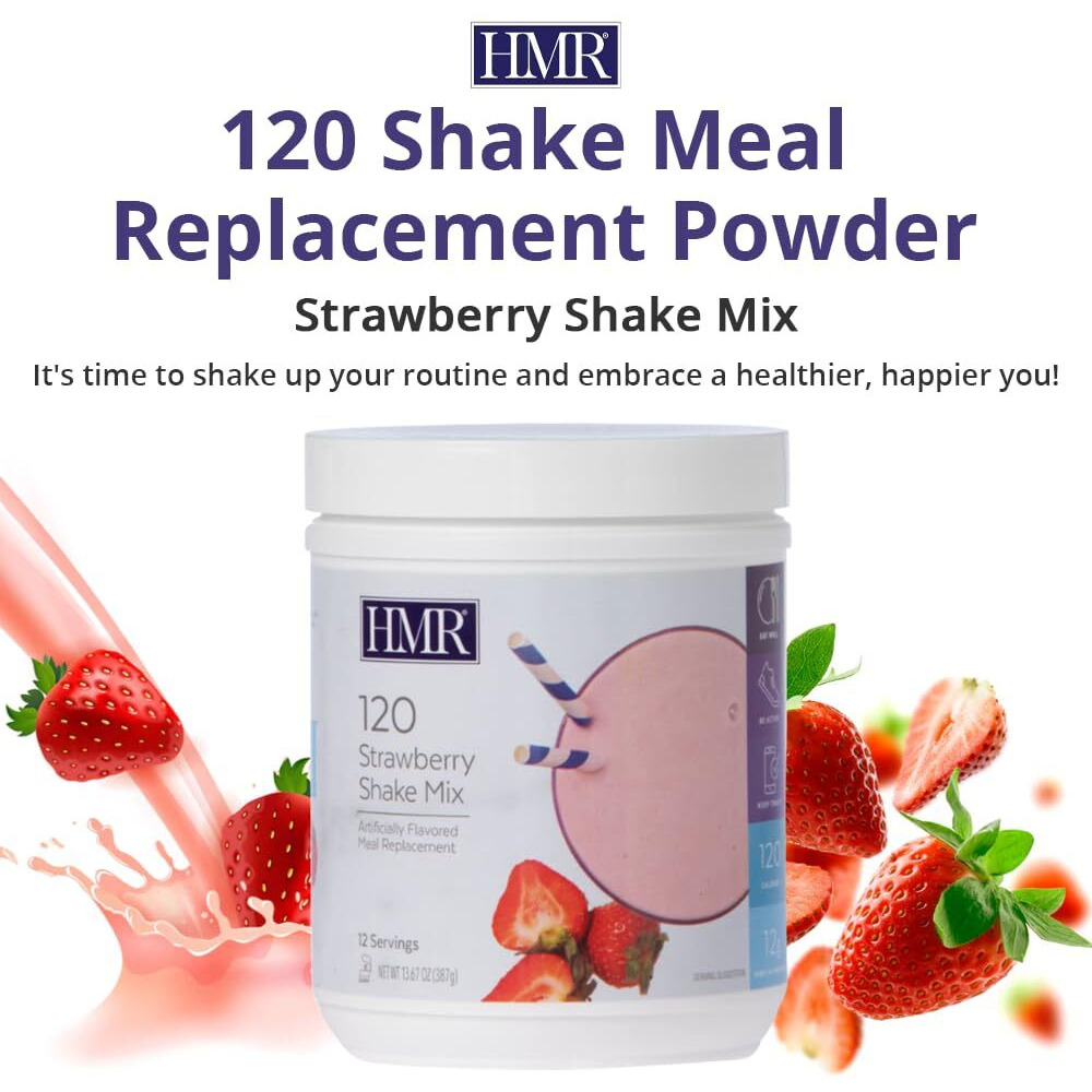 Hmr 120 Shake Meal Replacement Powder | Strawberry Shake Mix To Support Healthy Weight Loss | 12G Of Protein | Nutritional Drink | Low Calorie Food | 12 Servings