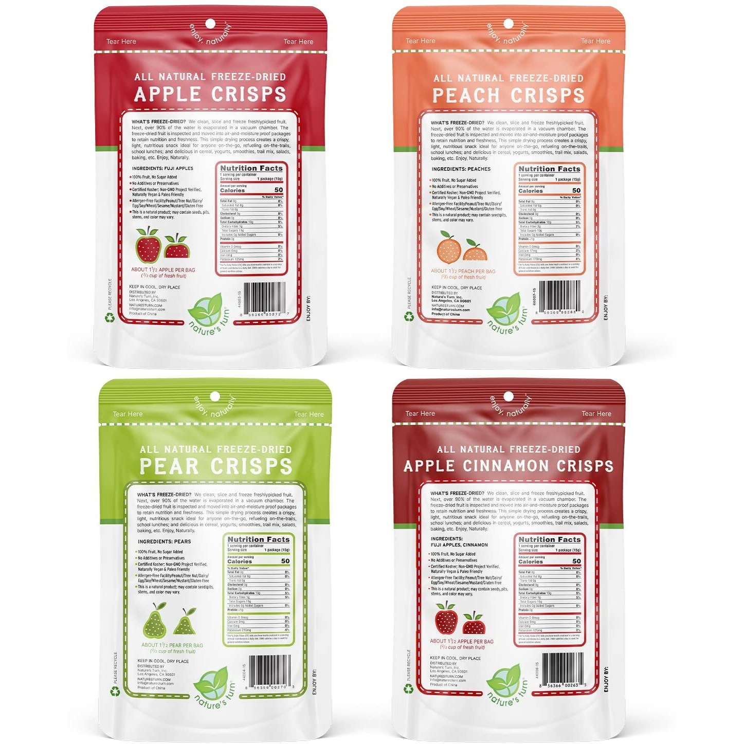 Nature's Turn Freeze-Dried Fruit Snacks, Orchard Variety Pack Of 16 (0.53 Oz Each)