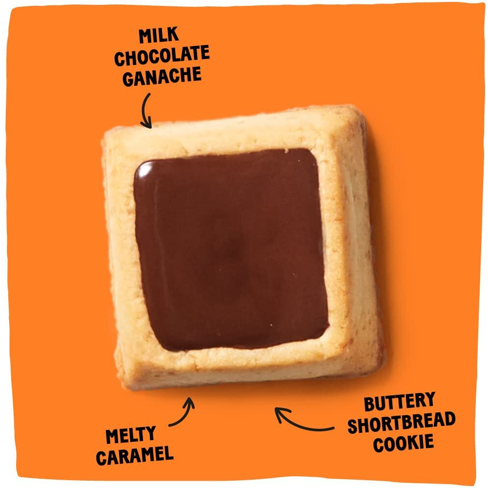 Michel Et Augustin Chocolate Cookie Squares Snack Bag, Milk Chocolate & Caramel Cookies, Chocolate Gift Box, 3-Pack, 15 French Shortbread Cookies Per Bag