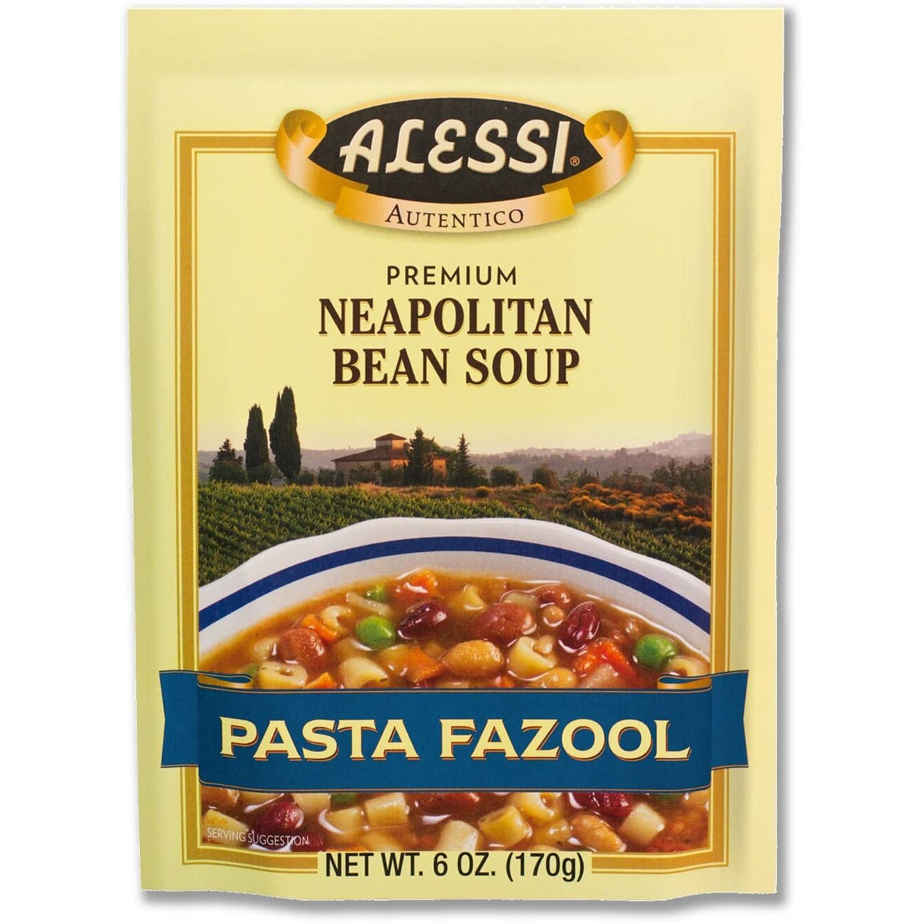 Alessi Autentico Premium Soups, Traditional Flavors, 6Oz (Neapolitan Bean, Pack Of 6)