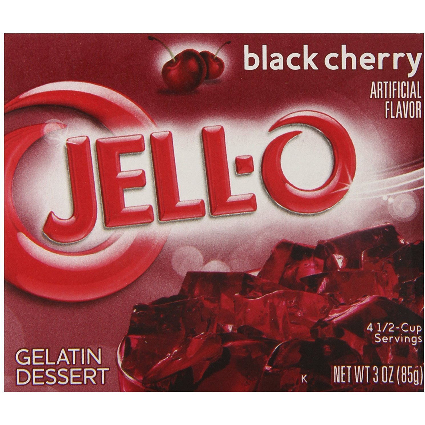 Jell-O Black Cherry Gelatin Mix (3 Oz Bags, Pack Of 24)