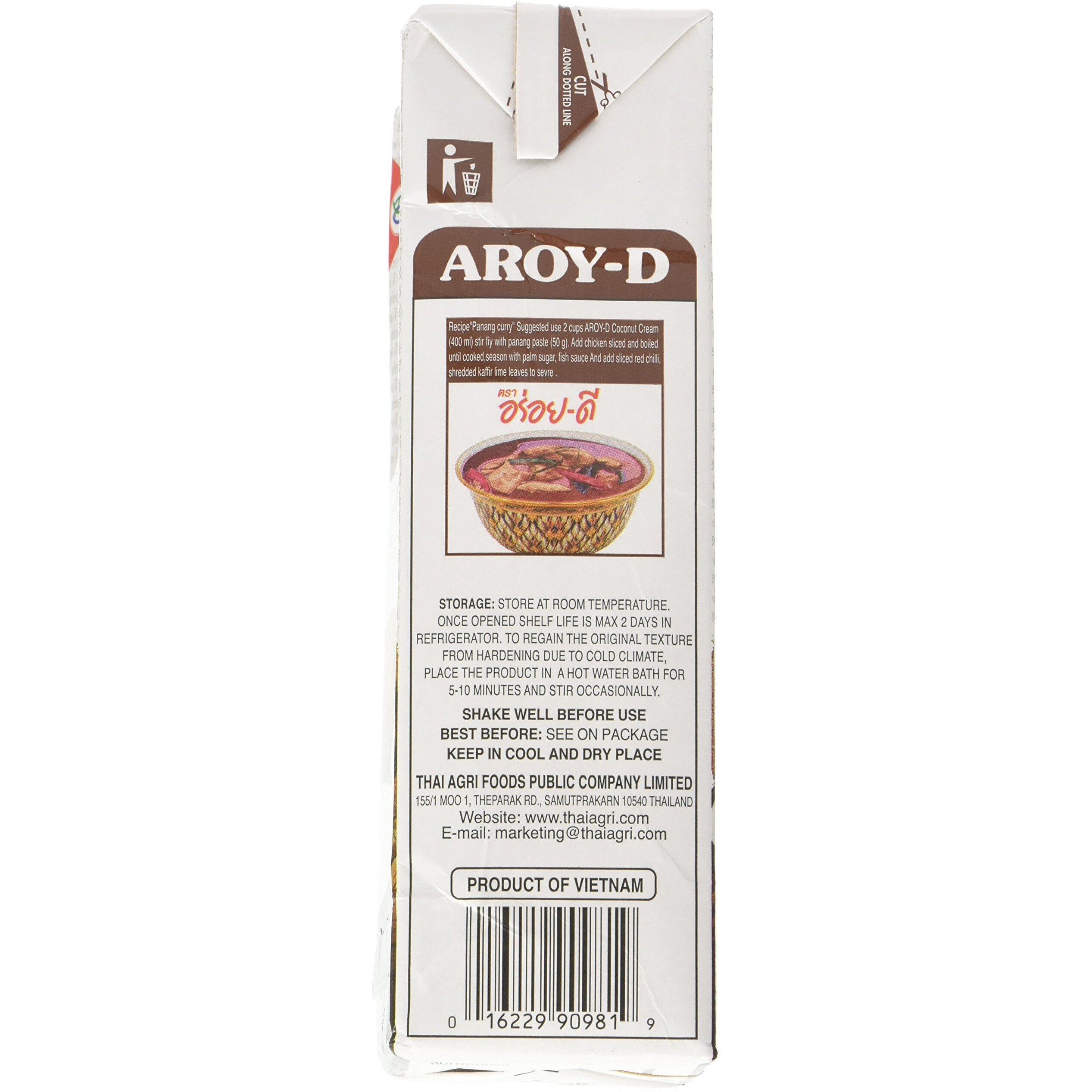 Aroy-D Pure Coconut Cream, 33.8 Fluid Ounce (Pack Of 3)