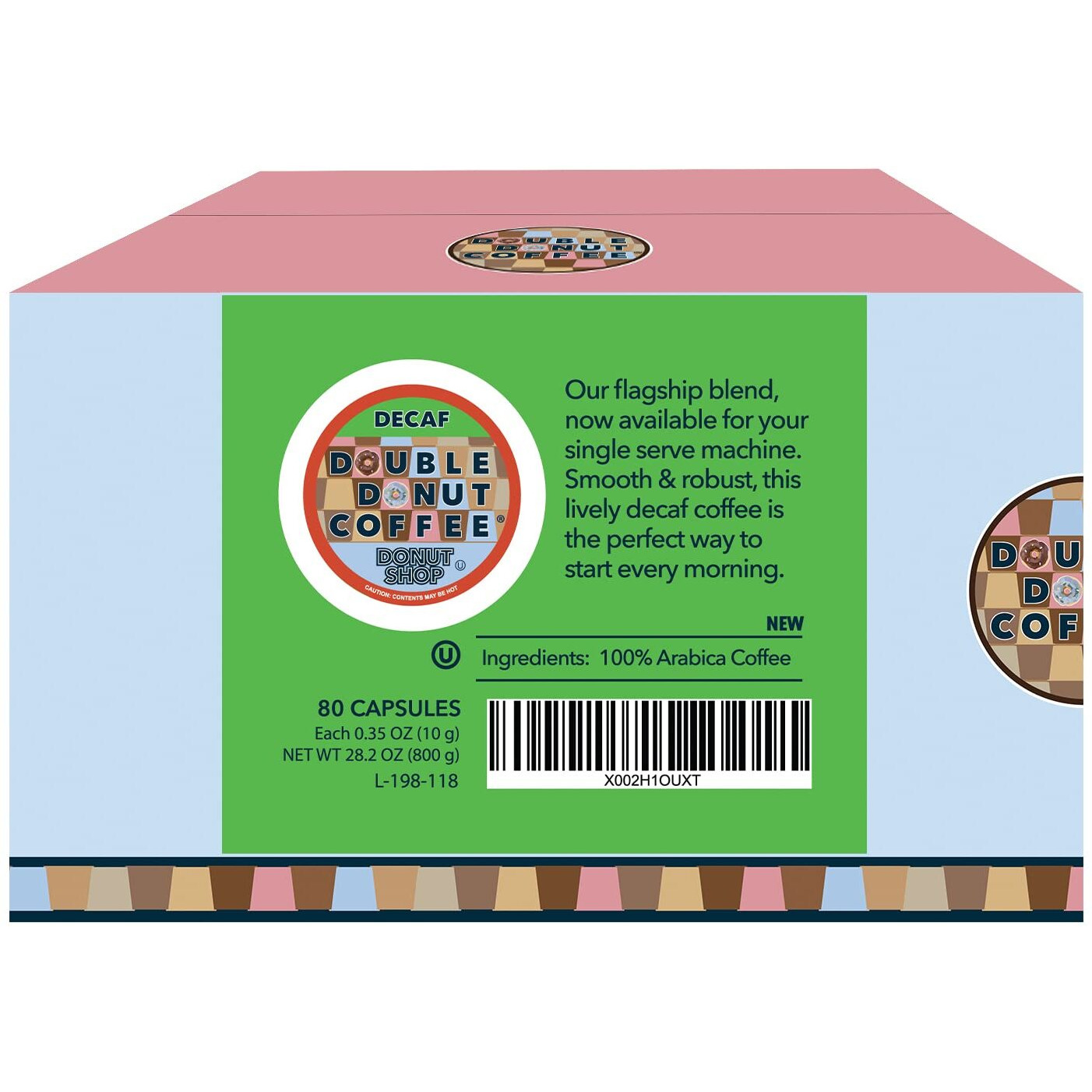 Double Donut Decaf Coffee, Decaf Donut Shop Coffee, Decaf Coffee Pods For Keurig K Cups Machines, Hot Or Iced Coffee, Single Serve Decaffeinated Coffee In Recyclable Pods, 80 Count Value Pack